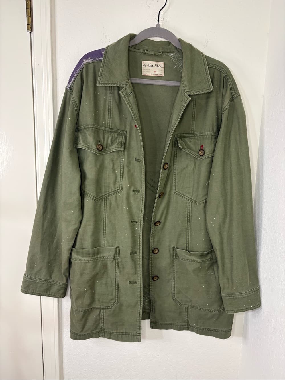 Free People We The Free Patriotic Spruce USA Patchwork Military Jacket oversized - Thumbnail 7