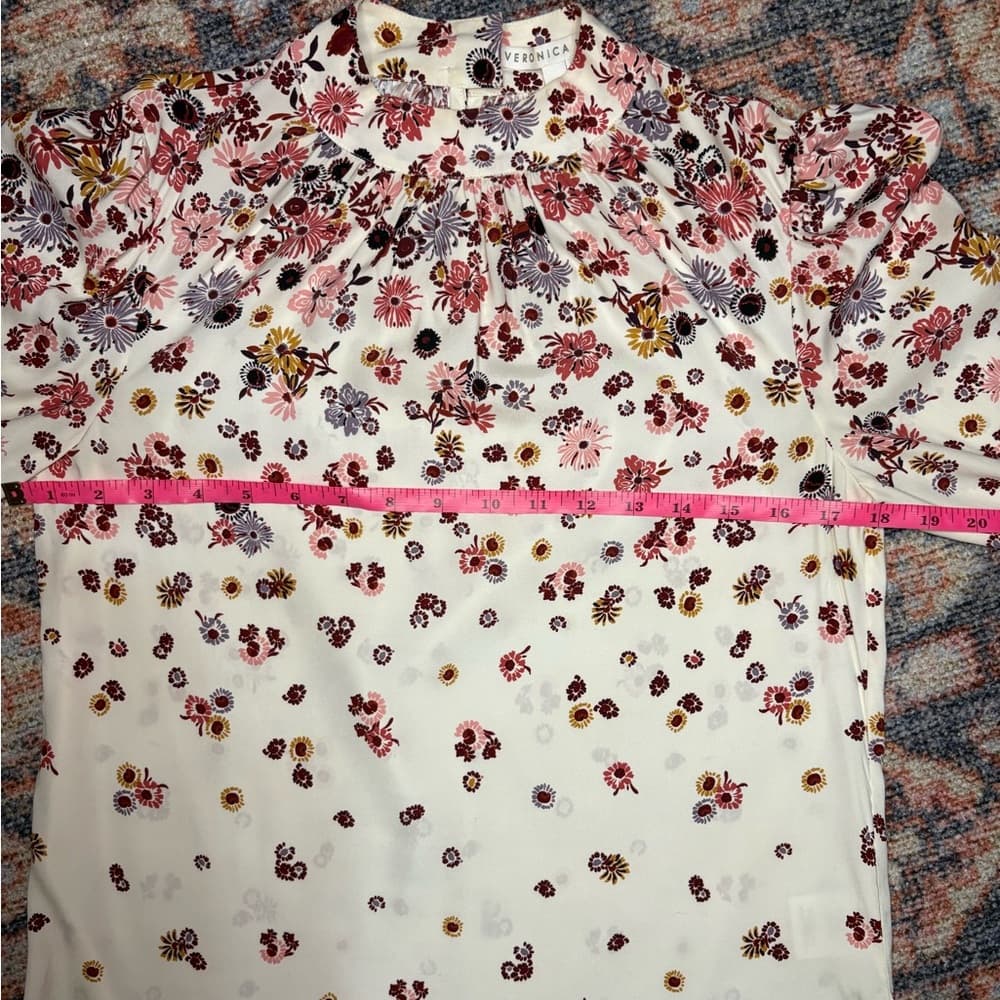 Veronica Beard Fey mock-neck floral silk blouse top size 2 - Thumbnail 12