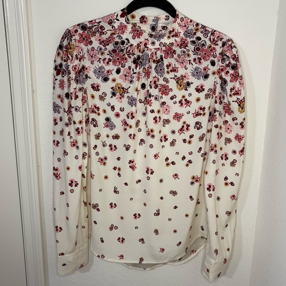 Veronica Beard Fey mock-neck floral silk blouse top size 2 - Thumbnail 14