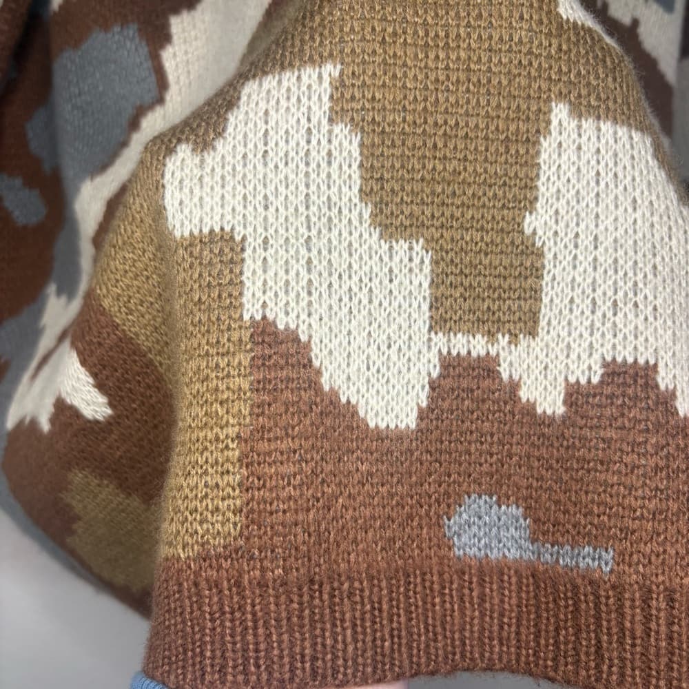 POL Neutral Camouflage open cardigan brown and blue with front pockets size L - Thumbnail 7