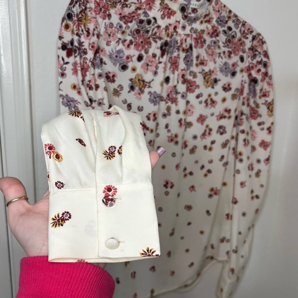 Veronica Beard Fey mock-neck floral silk blouse top size 2 - Thumbnail 3