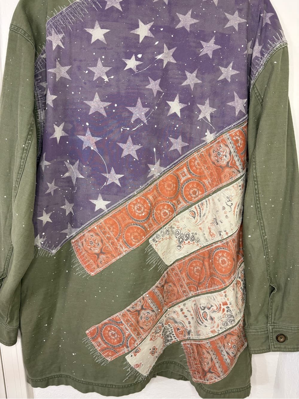 Free People We The Free Patriotic Spruce USA Patchwork Military Jacket oversized - Thumbnail 12