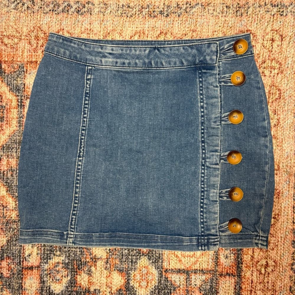 Free People Little Daisies Denim Mini Skirt size 2 - Thumbnail 7