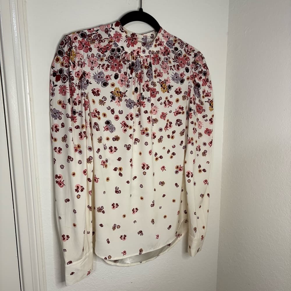 Veronica Beard Fey mock-neck floral silk blouse top size 2 - Thumbnail 9