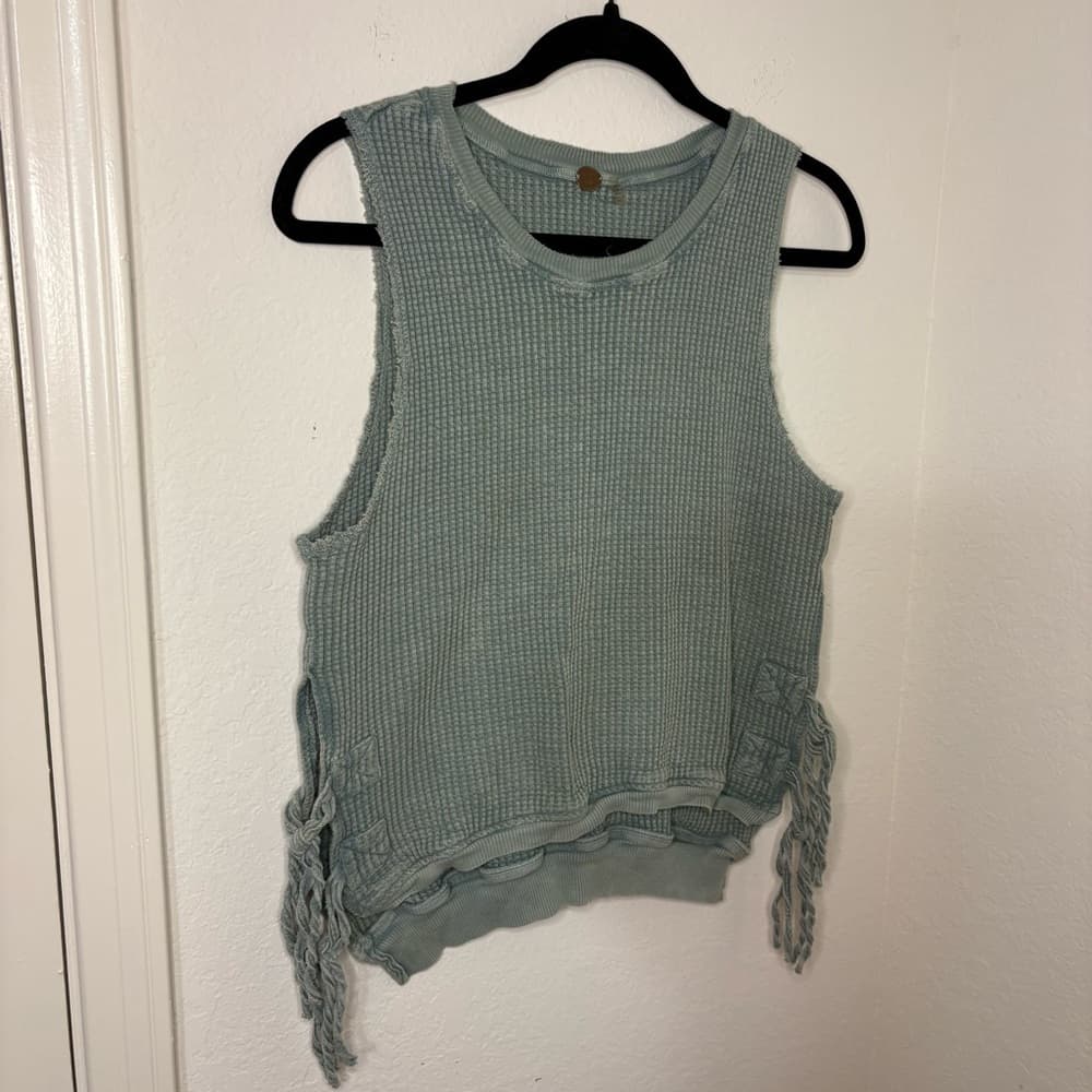 Free People FP One Sleeveless Interlaken Waffle Knit Tank size Medium - Thumbnail 2