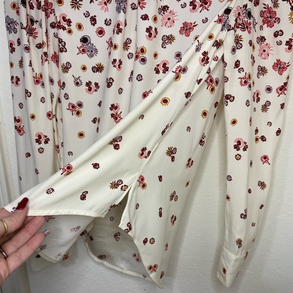 Veronica Beard Fey mock-neck floral silk blouse top size 2 - Thumbnail 6
