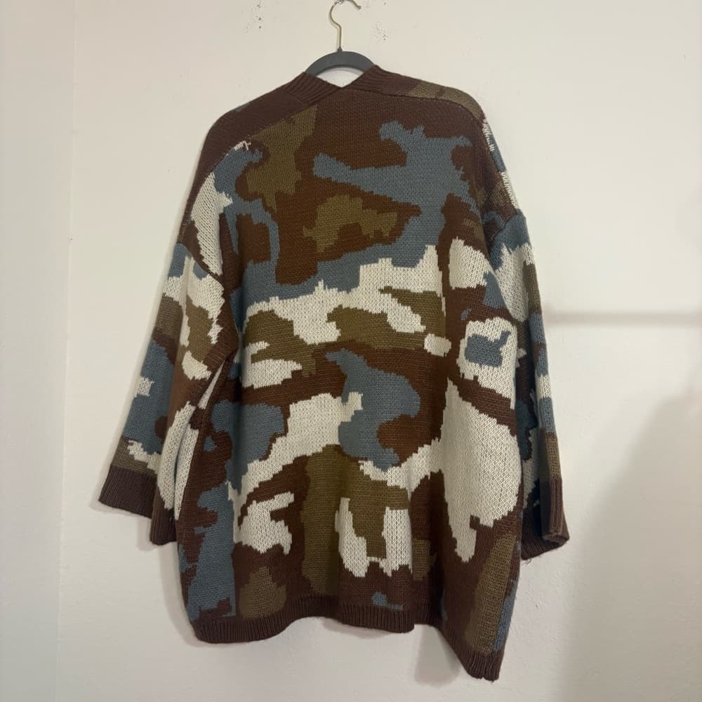 POL Neutral Camouflage open cardigan brown and blue with front pockets size L - Thumbnail 9