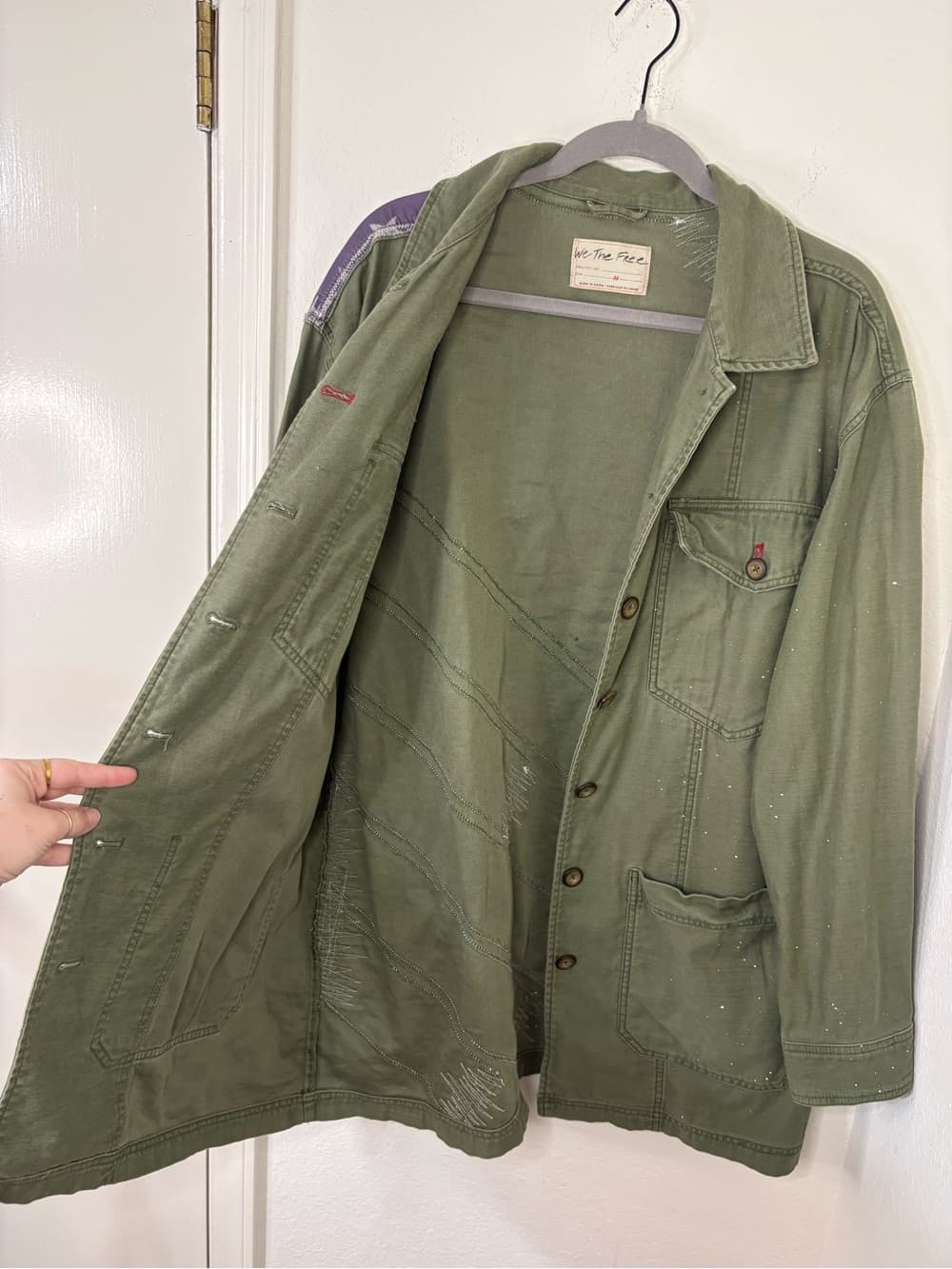 Free People We The Free Patriotic Spruce USA Patchwork Military Jacket oversized - Thumbnail 8