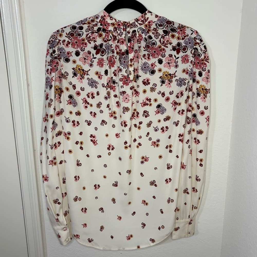 Veronica Beard Fey mock-neck floral silk blouse top size 2 - Thumbnail 7