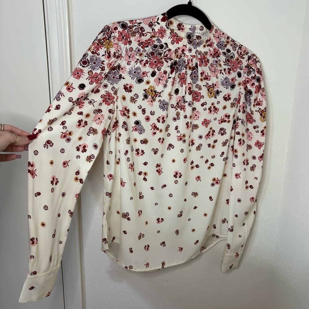 Veronica Beard Fey mock-neck floral silk blouse top size 2 - Thumbnail 4