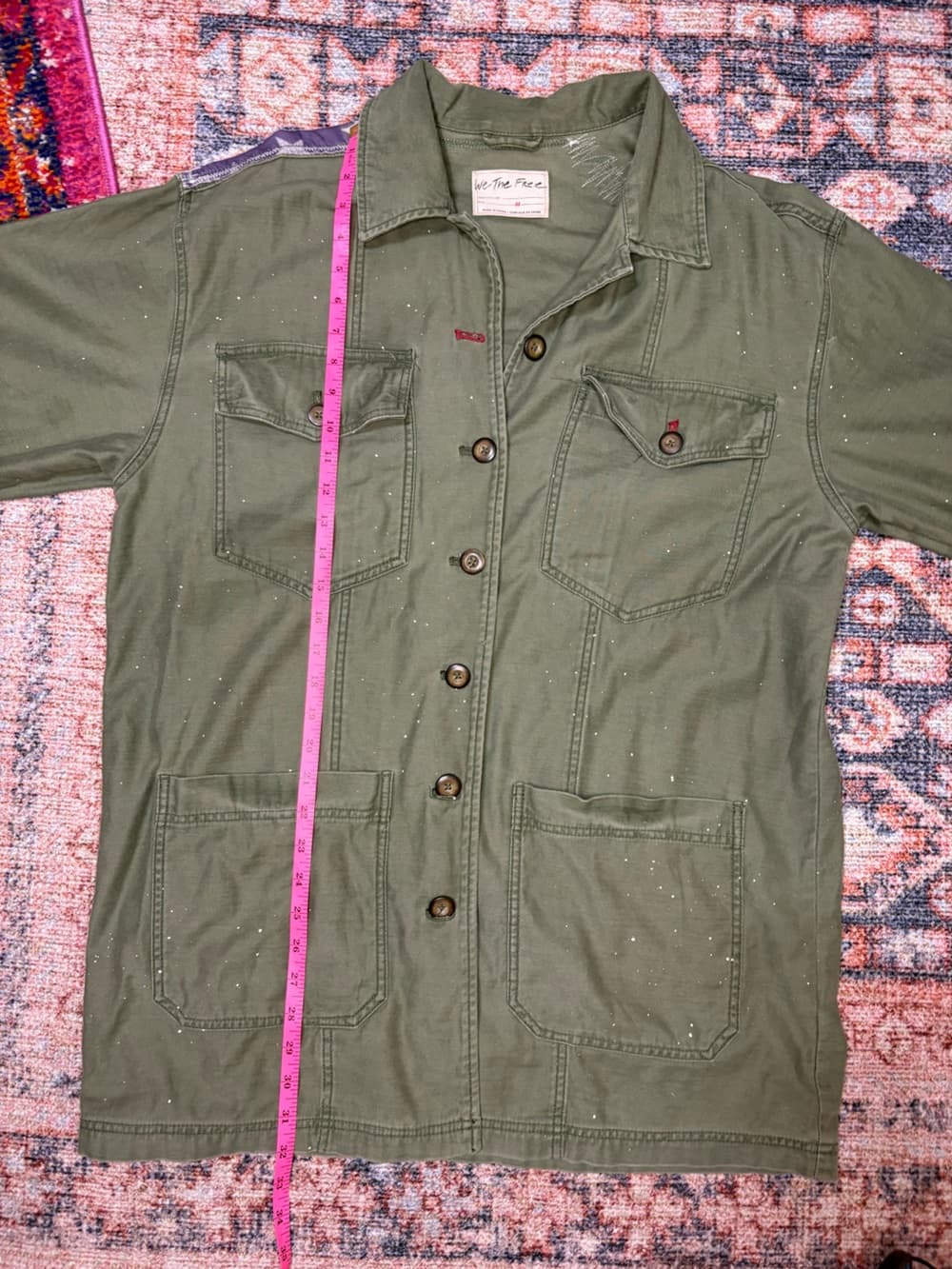 Free People We The Free Patriotic Spruce USA Patchwork Military Jacket oversized - Thumbnail 15