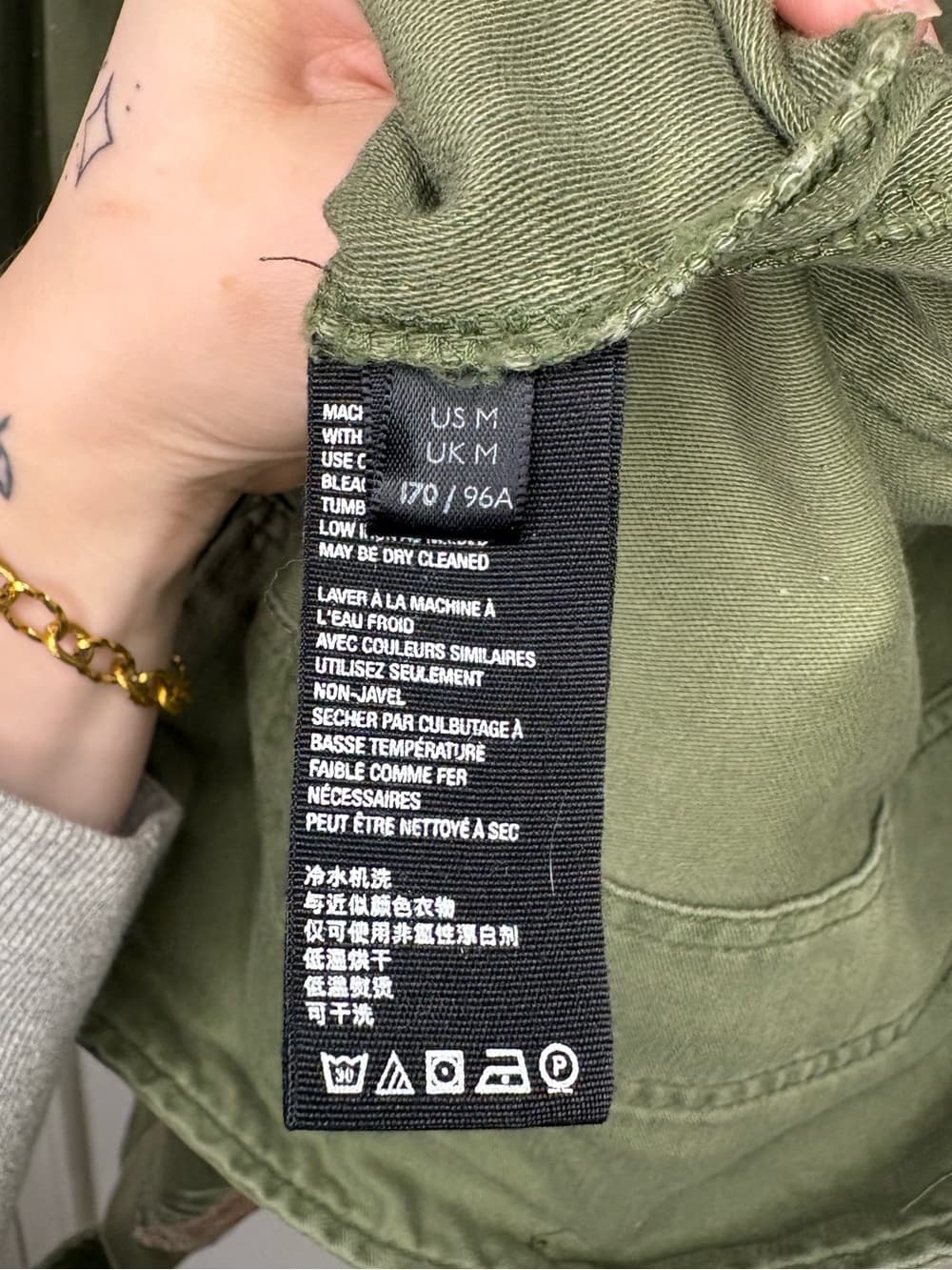 Free People We The Free Patriotic Spruce USA Patchwork Military Jacket oversized - Thumbnail 9