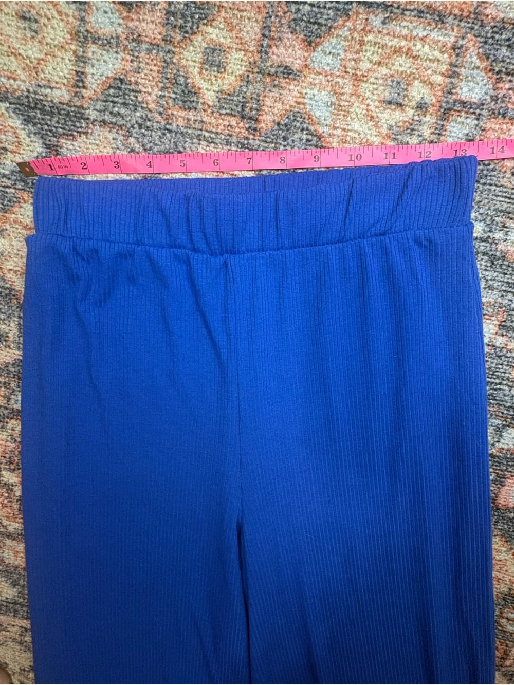 Dressed In LALA Lex Ribbed Flowy Wide Leg Pants in Royal Blue size XS/S - Thumbnail 11