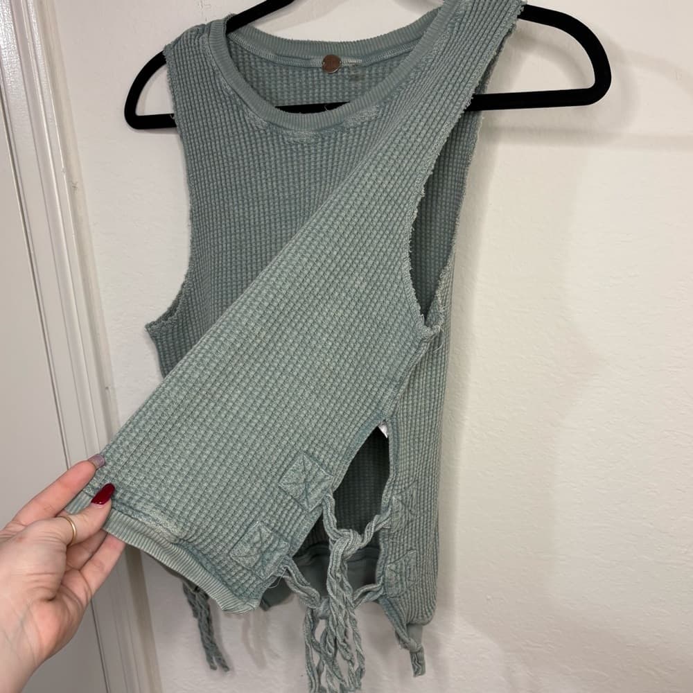 Free People FP One Sleeveless Interlaken Waffle Knit Tank size Medium - Thumbnail 5