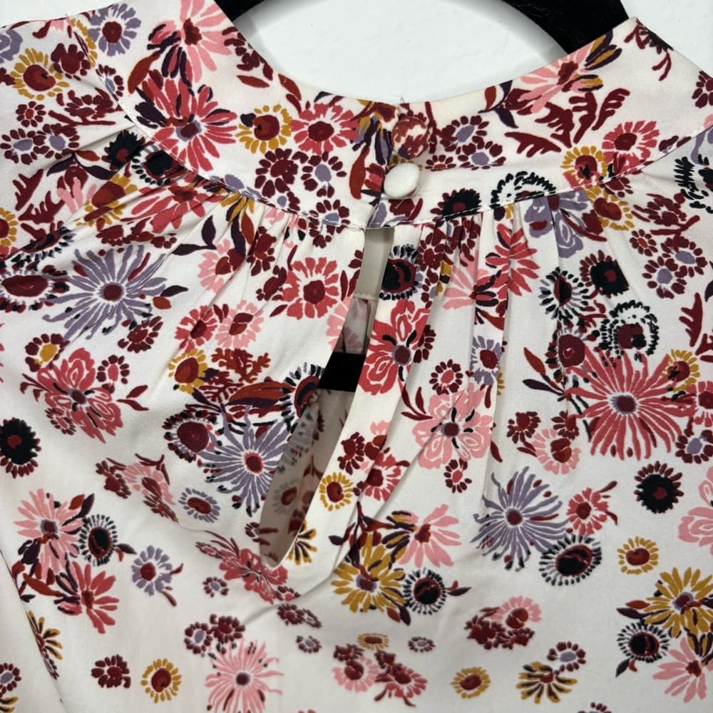 Veronica Beard Fey mock-neck floral silk blouse top size 2 - Thumbnail 8