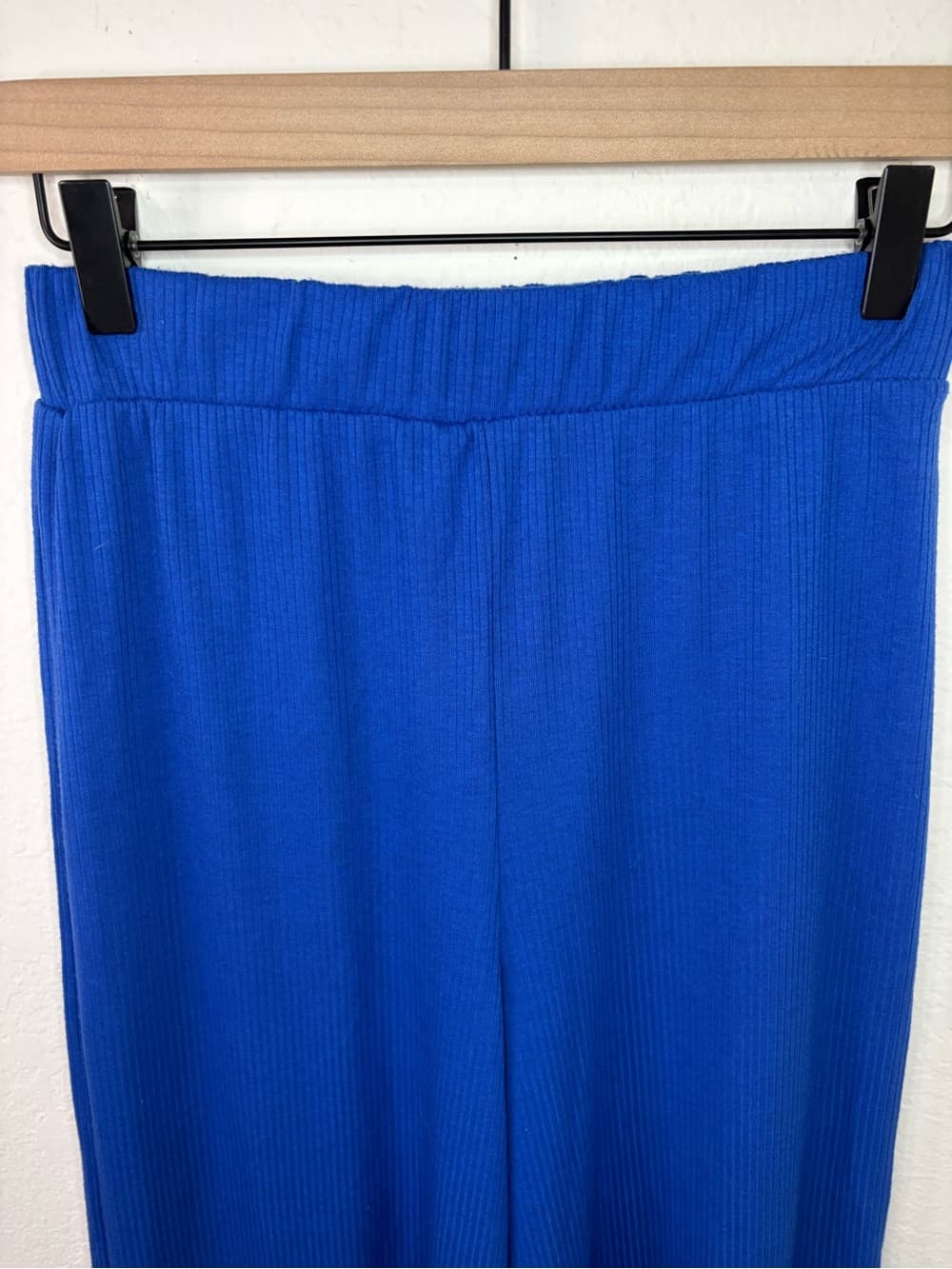 Dressed In LALA Lex Ribbed Flowy Wide Leg Pants in Royal Blue size XS/S - Thumbnail 4