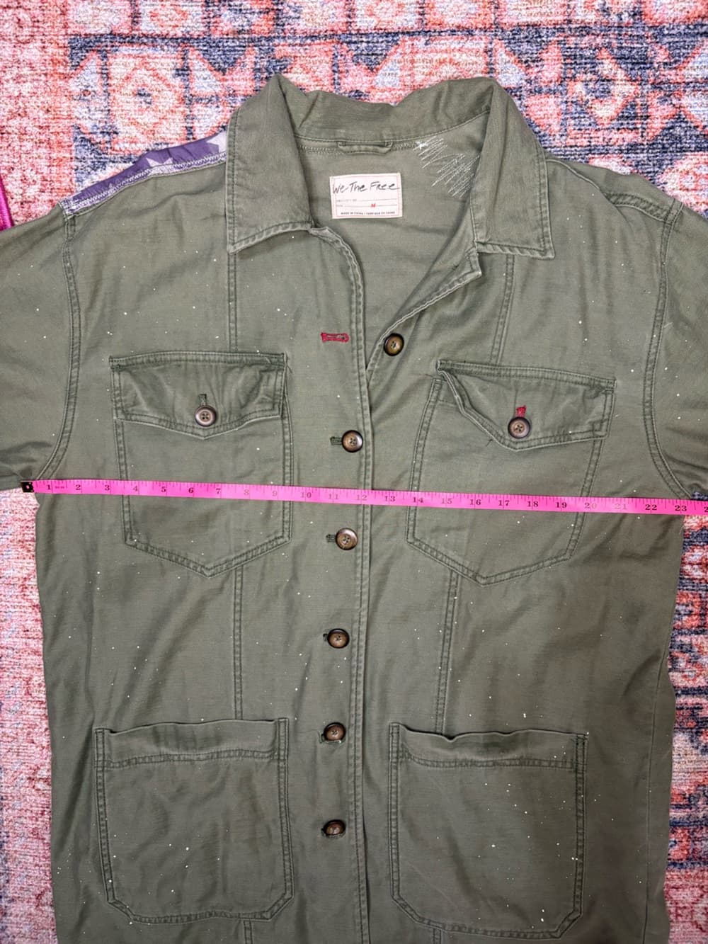 Free People We The Free Patriotic Spruce USA Patchwork Military Jacket oversized - Thumbnail 16