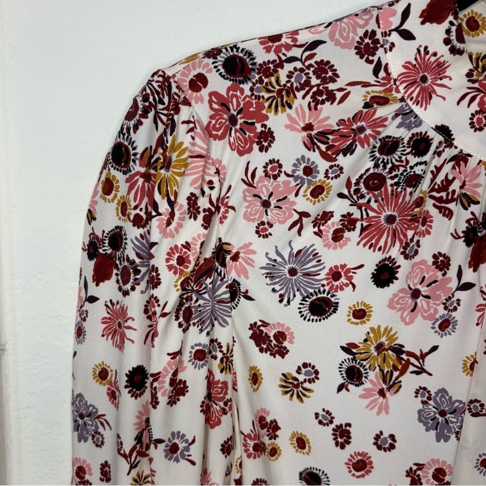 Veronica Beard Fey mock-neck floral silk blouse top size 2 - Thumbnail 5
