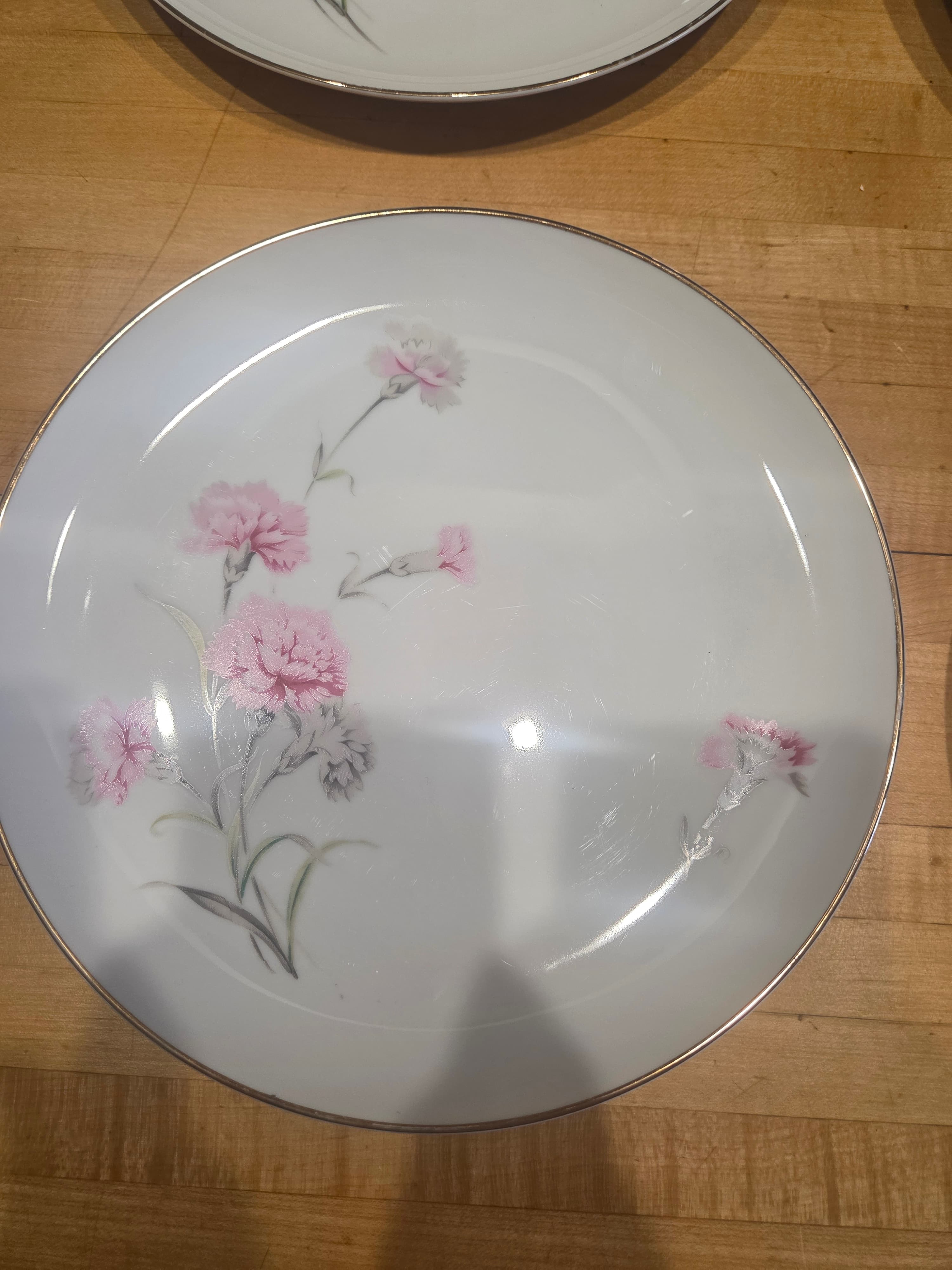 Vintage Royal Court China Pink Carnation Plates Set of 4 Silver Trim - Thumbnail 3