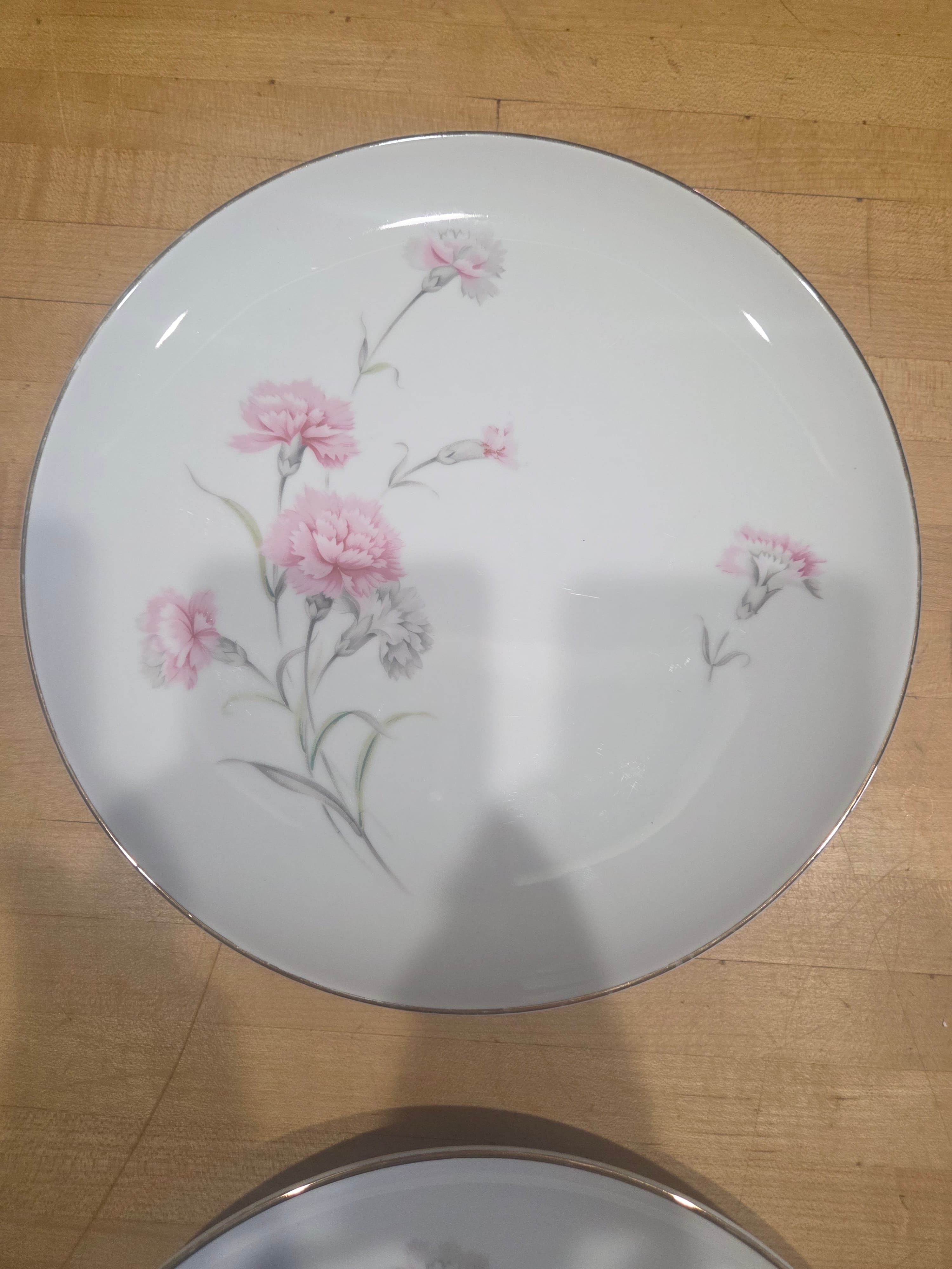 Vintage Royal Court China Pink Carnation Plates Set of 4 Silver Trim - Thumbnail 4