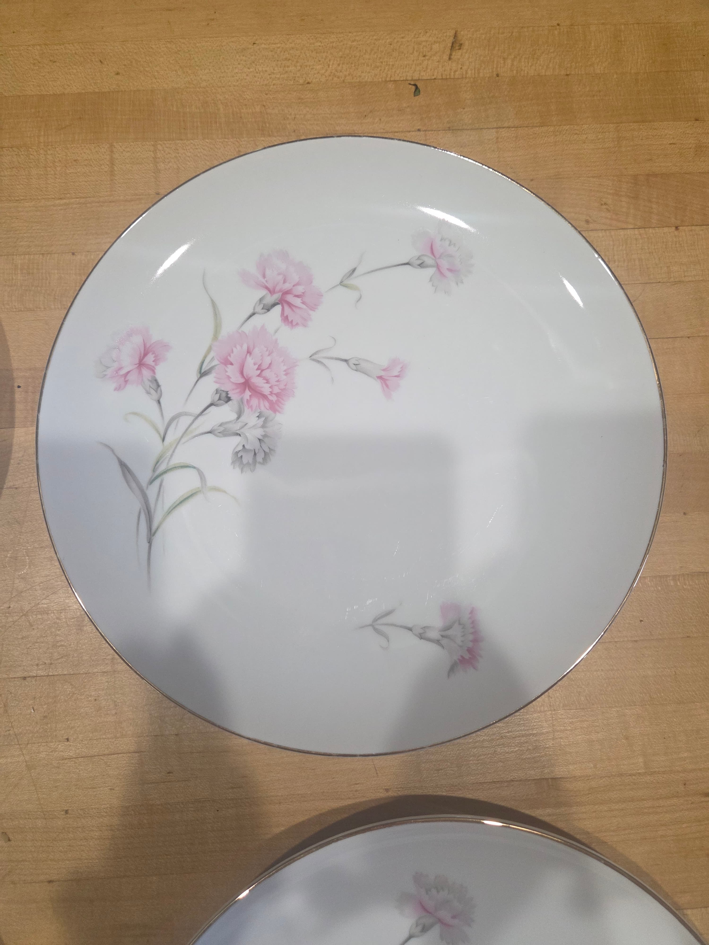 Vintage Royal Court China Pink Carnation Plates Set of 4 Silver Trim - Thumbnail 5