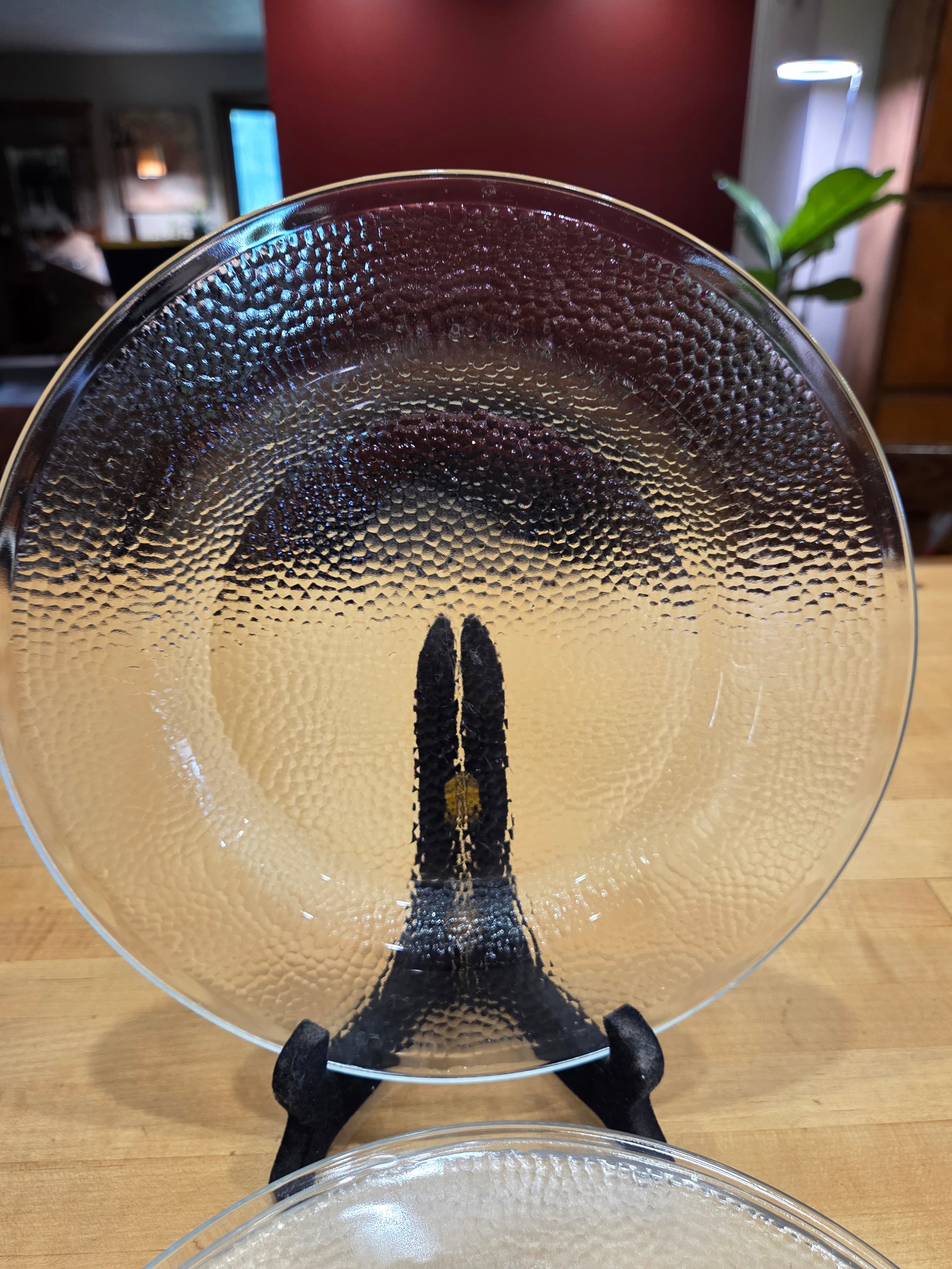 Vintage Indiana Glass Crystal Ice Dinner Plates Set of 4 Clear Bark MCM - Thumbnail 2