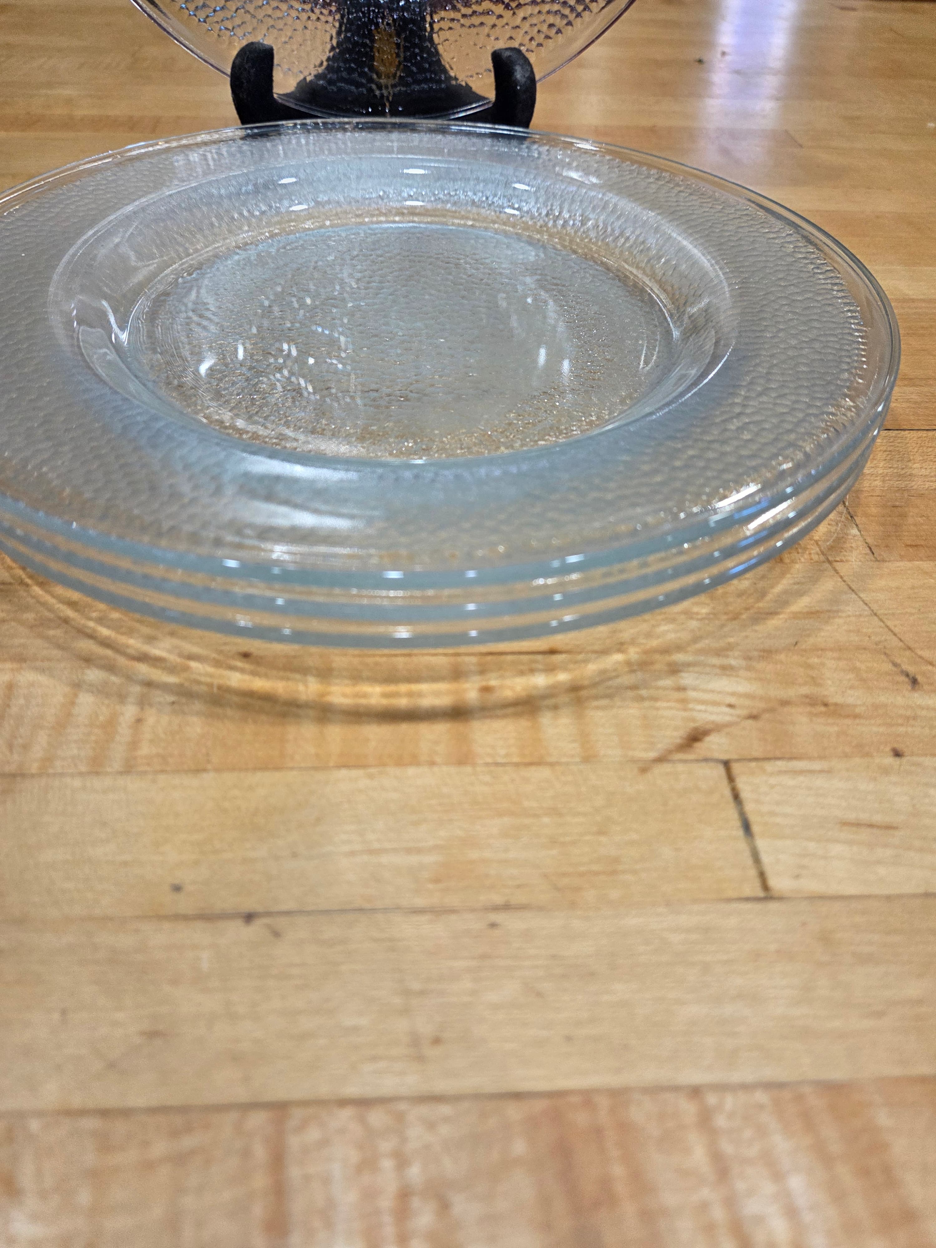 Vintage Indiana Glass Crystal Ice Dinner Plates Set of 4 Clear Bark MCM - Thumbnail 3