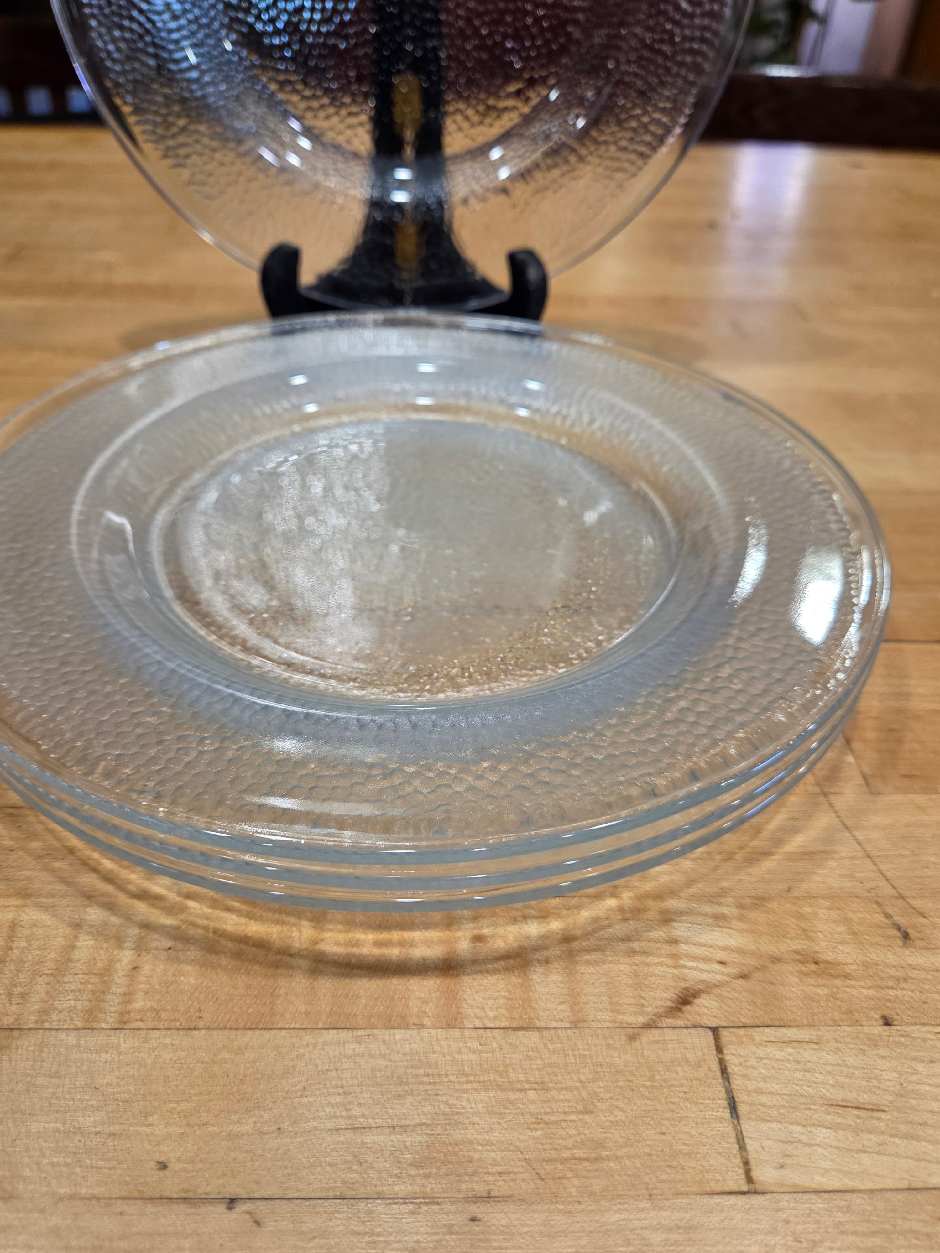Vintage Indiana Glass Crystal Ice Dinner Plates Set of 4 Clear Bark MCM - Thumbnail 5