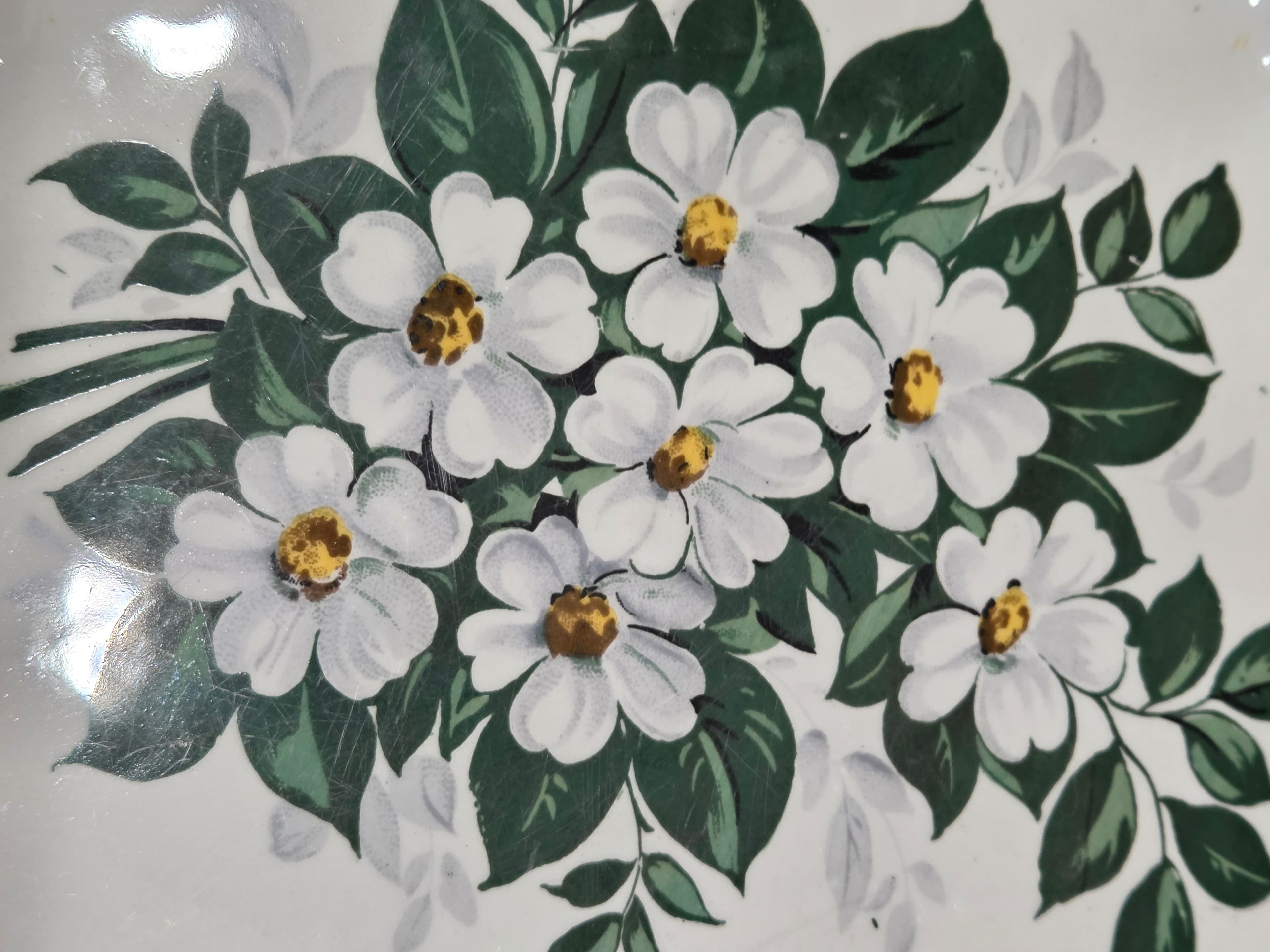 Vintage W S George Bolero White Flower Dinner Plates Set of 3 Gold Trim - Thumbnail 2