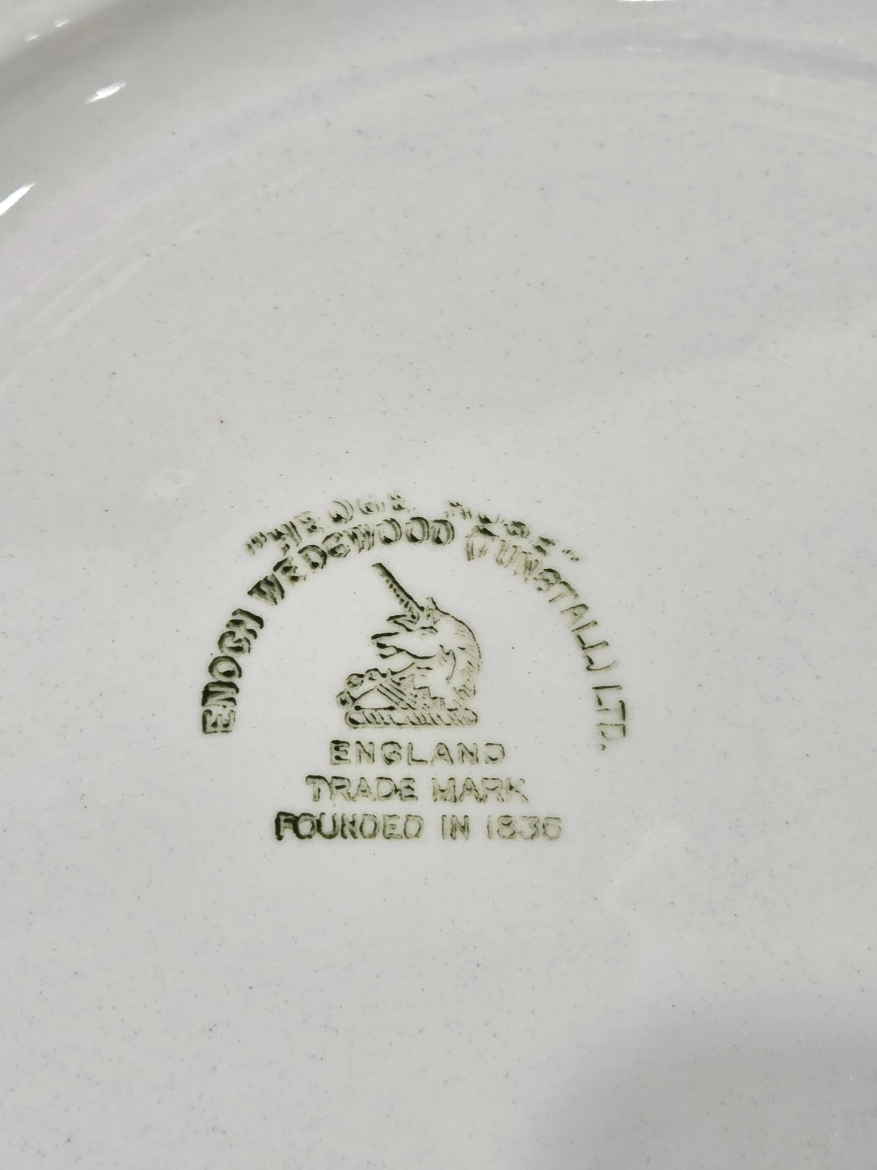 Vintage Enoch Wedgwood Tunstall White Ironstone Plates Set 2 Raised Fruit Rim - Thumbnail 4
