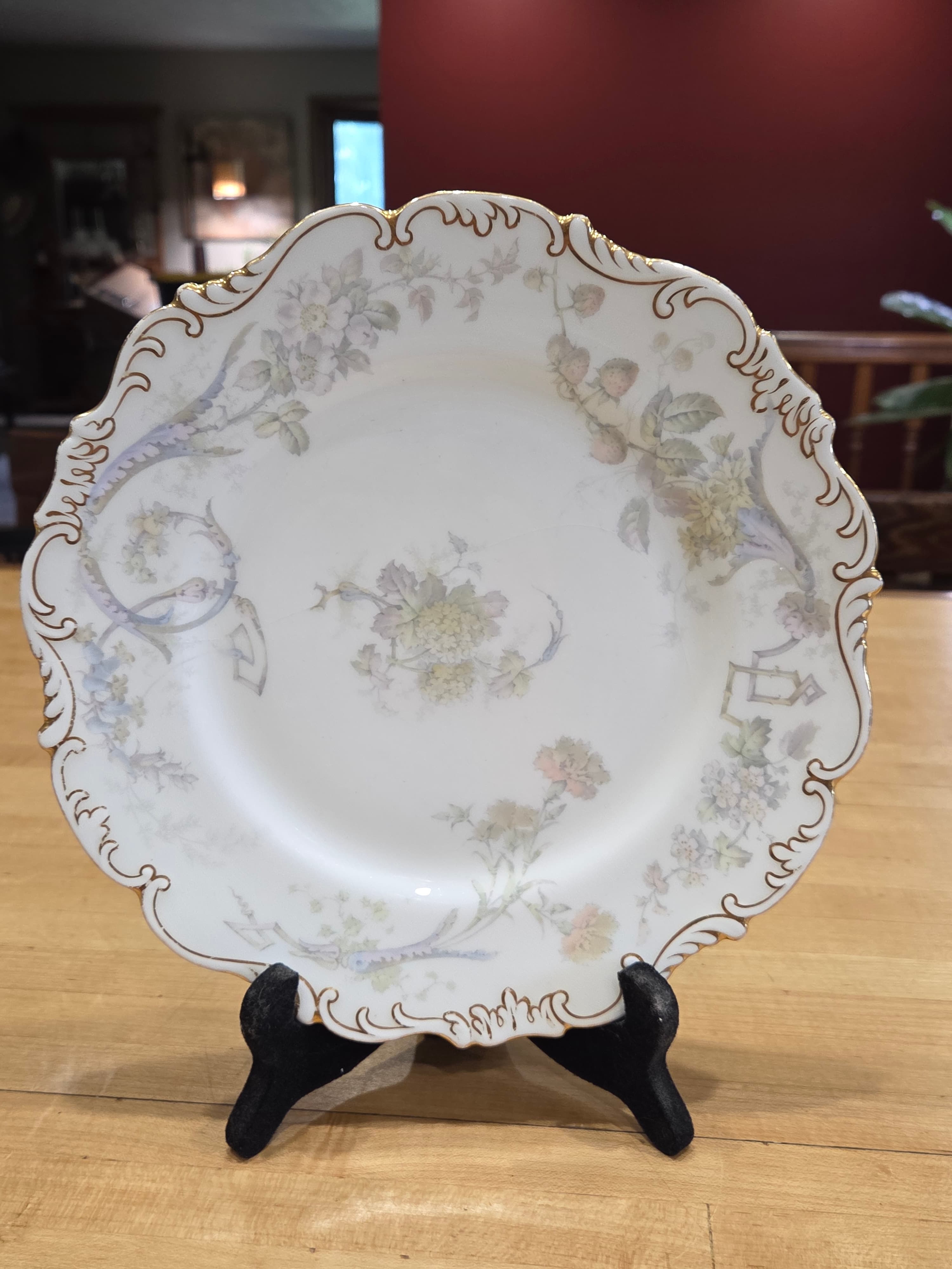 Antique Cauldon Ware Dinner Plate Floral Gold Brown Westhead Moore England
