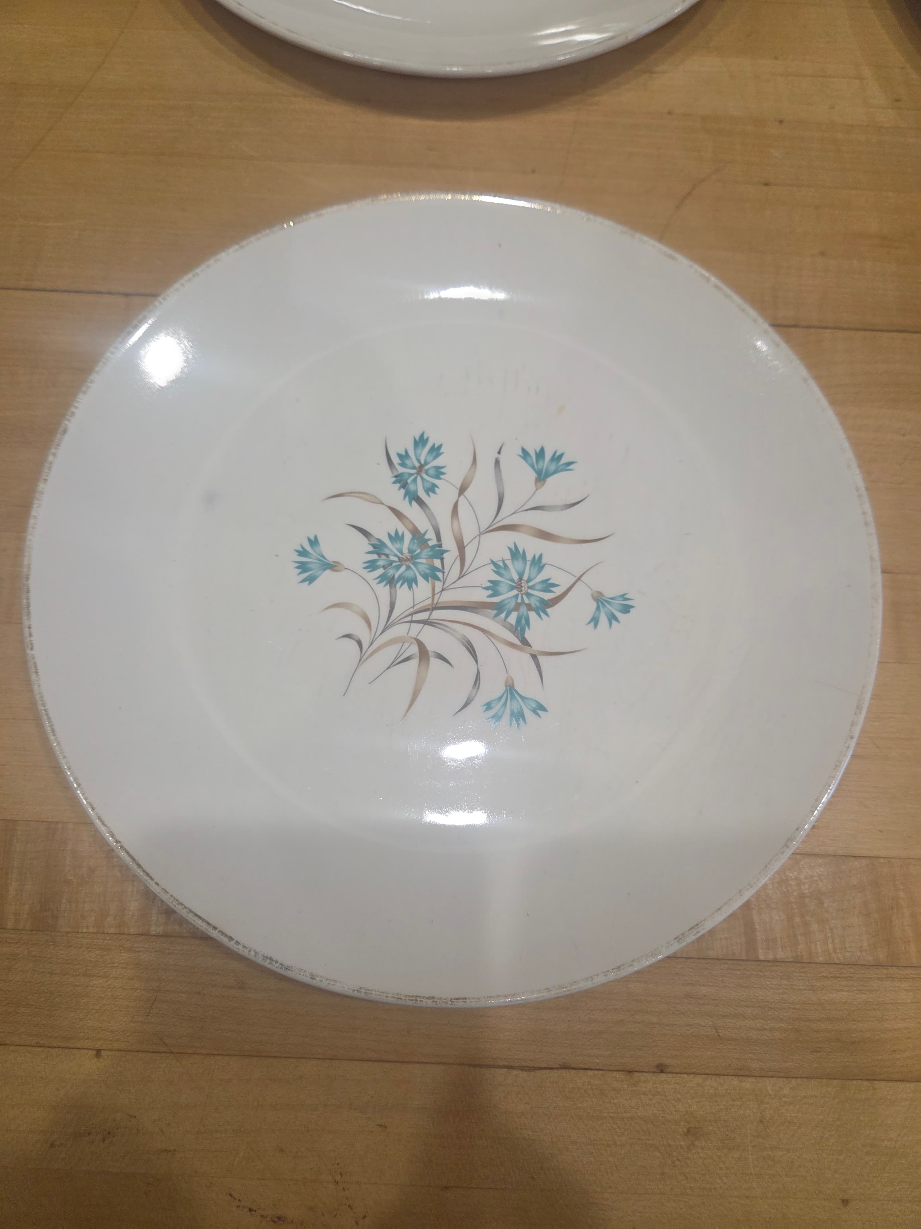 Vintage Taylor Smith Taylor Boutonniere Dinner Plates Set 4 Blue Cornflower - Thumbnail 3