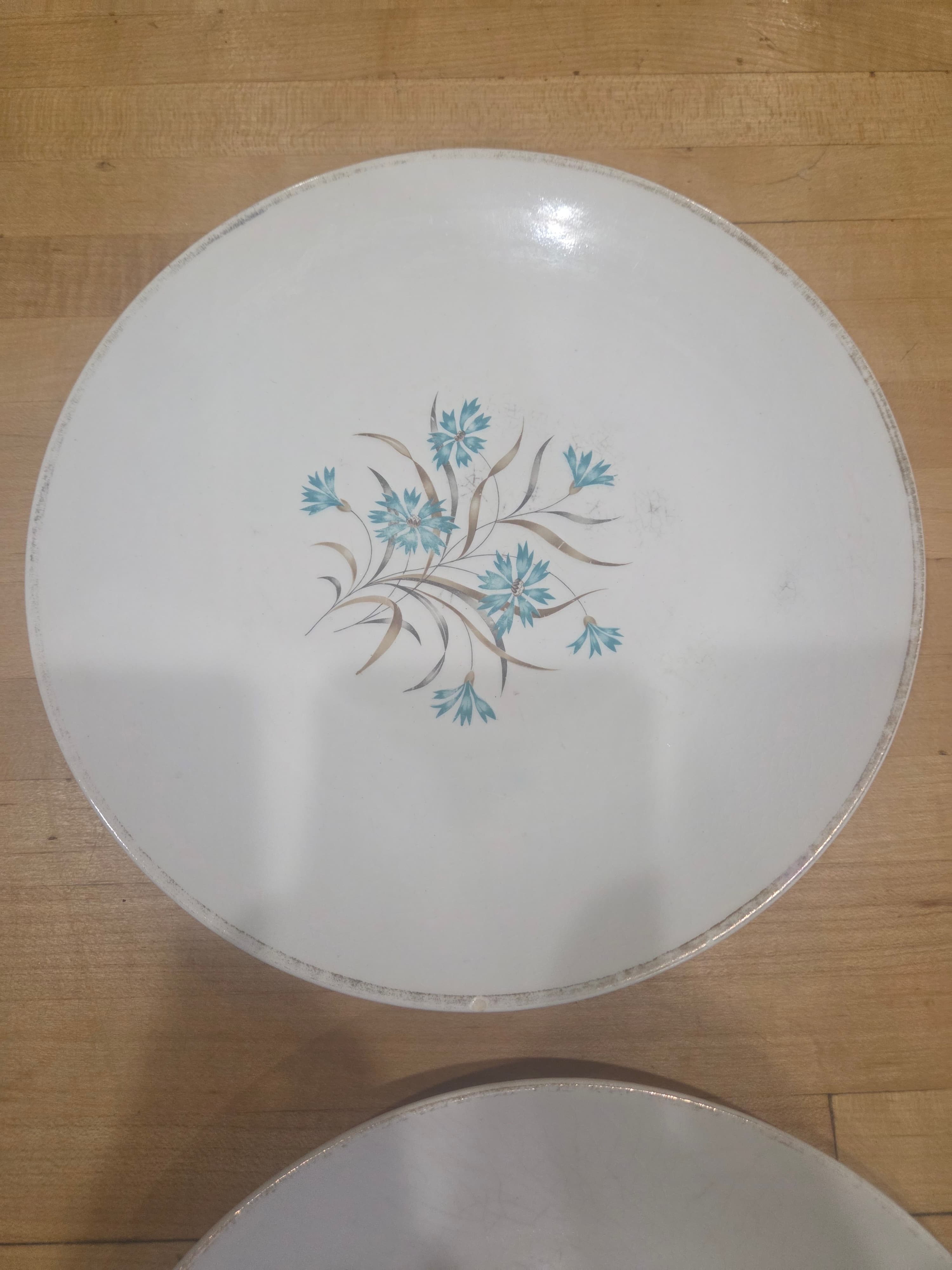 Vintage Taylor Smith Taylor Boutonniere Dinner Plates Set 4 Blue Cornflower - Thumbnail 4