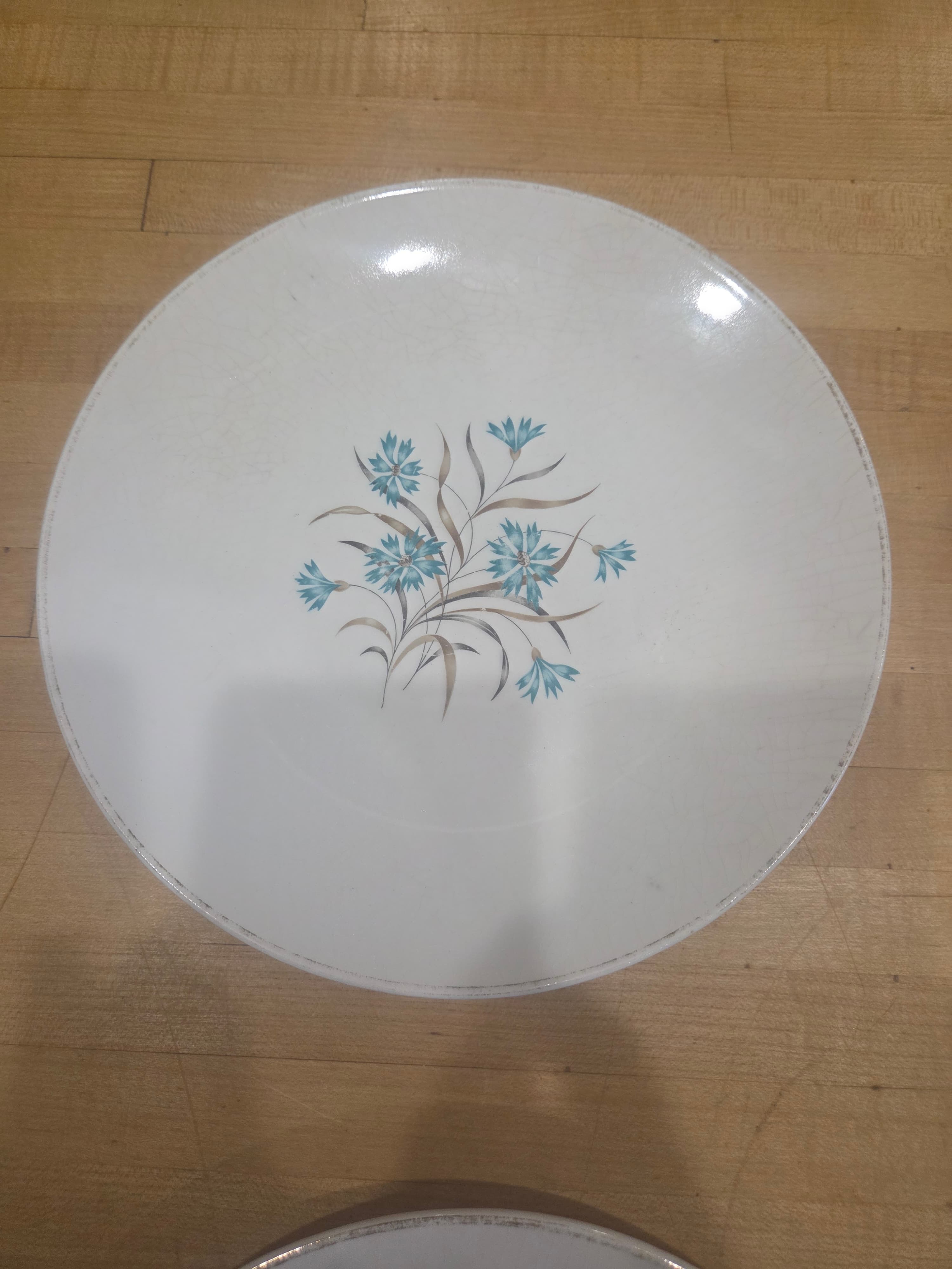 Vintage Taylor Smith Taylor Boutonniere Dinner Plates Set 4 Blue Cornflower - Thumbnail 5