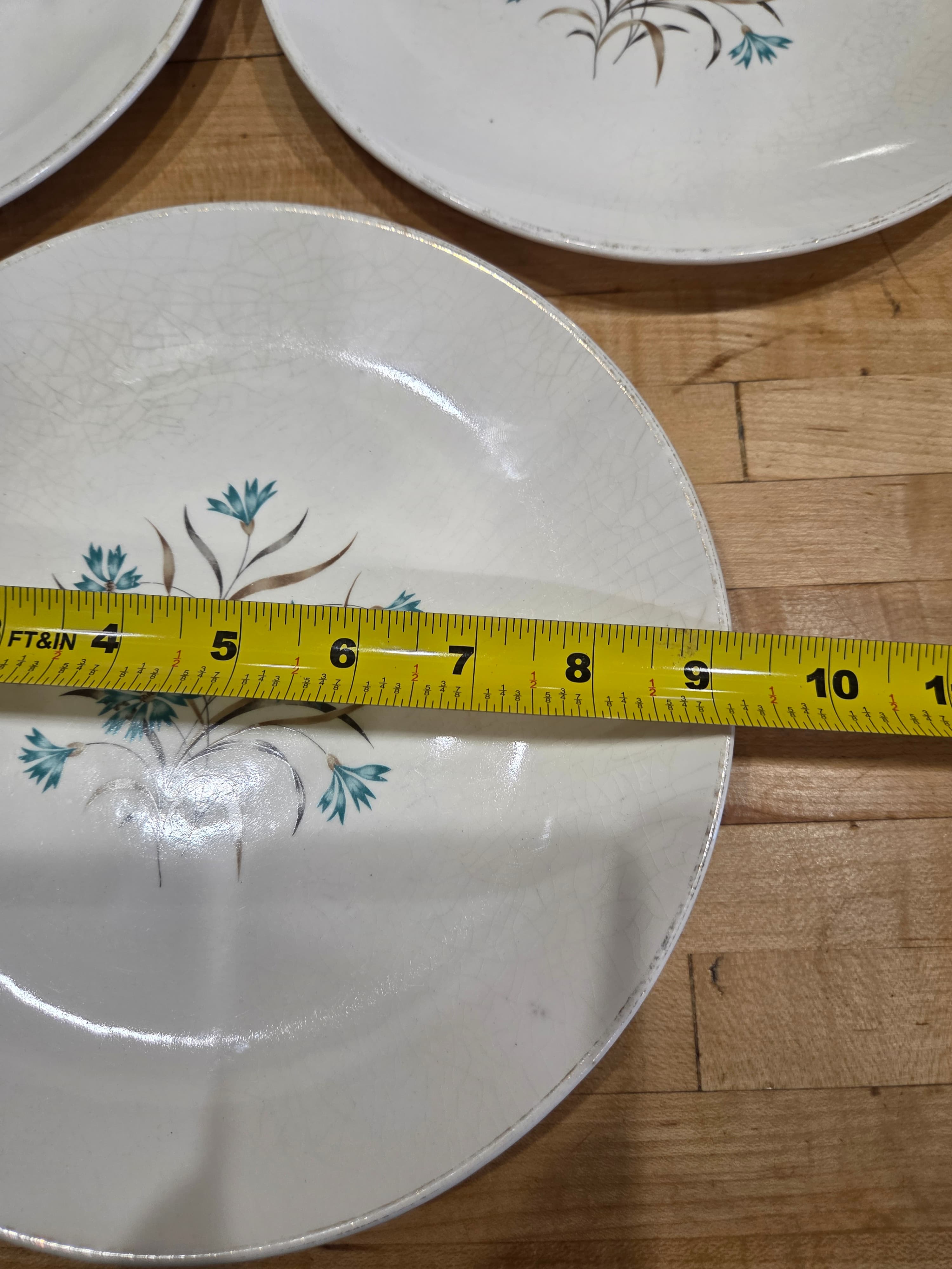 Vintage Taylor Smith Taylor Boutonniere Dinner Plates Set 4 Blue Cornflower - Thumbnail 6