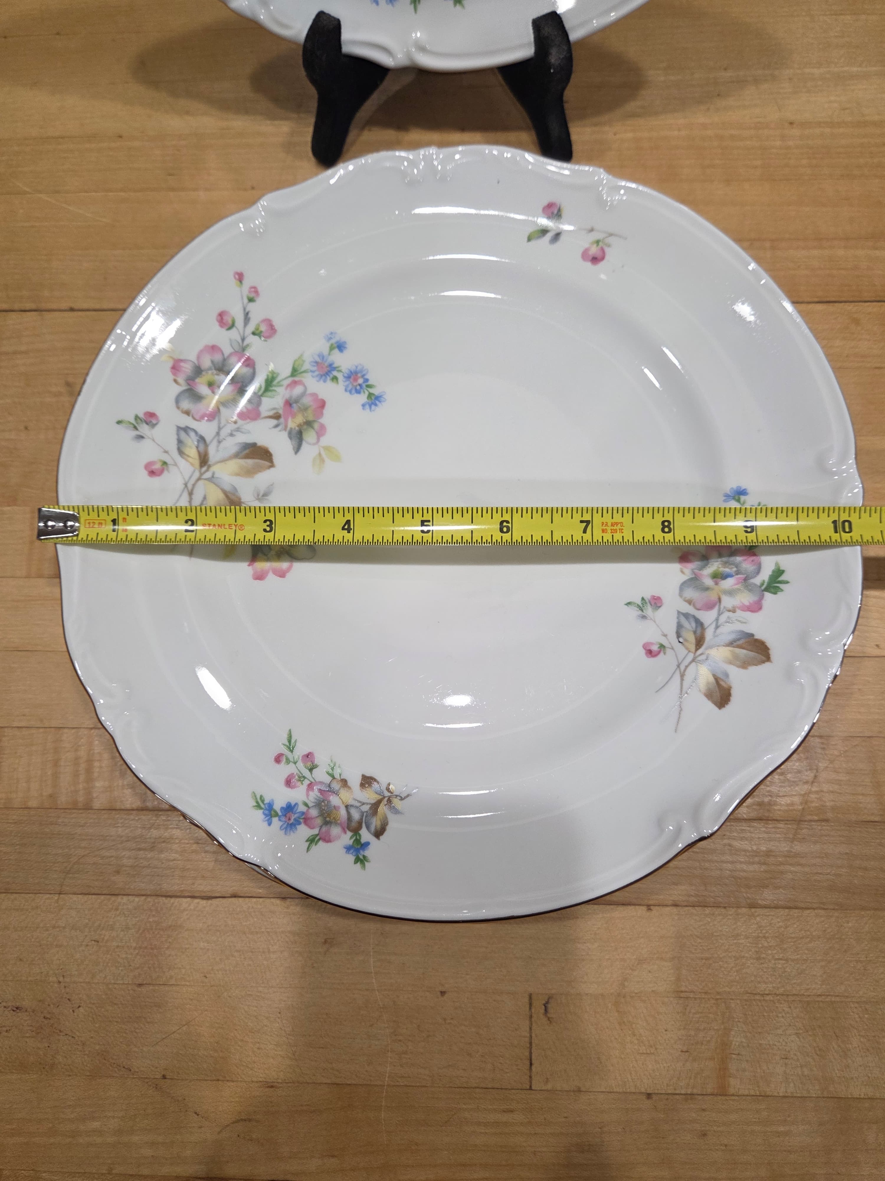 Vintage Elegant Pink Rose Blue Forget Me Not Dinner Plates Set of 4 Japan - Thumbnail 5