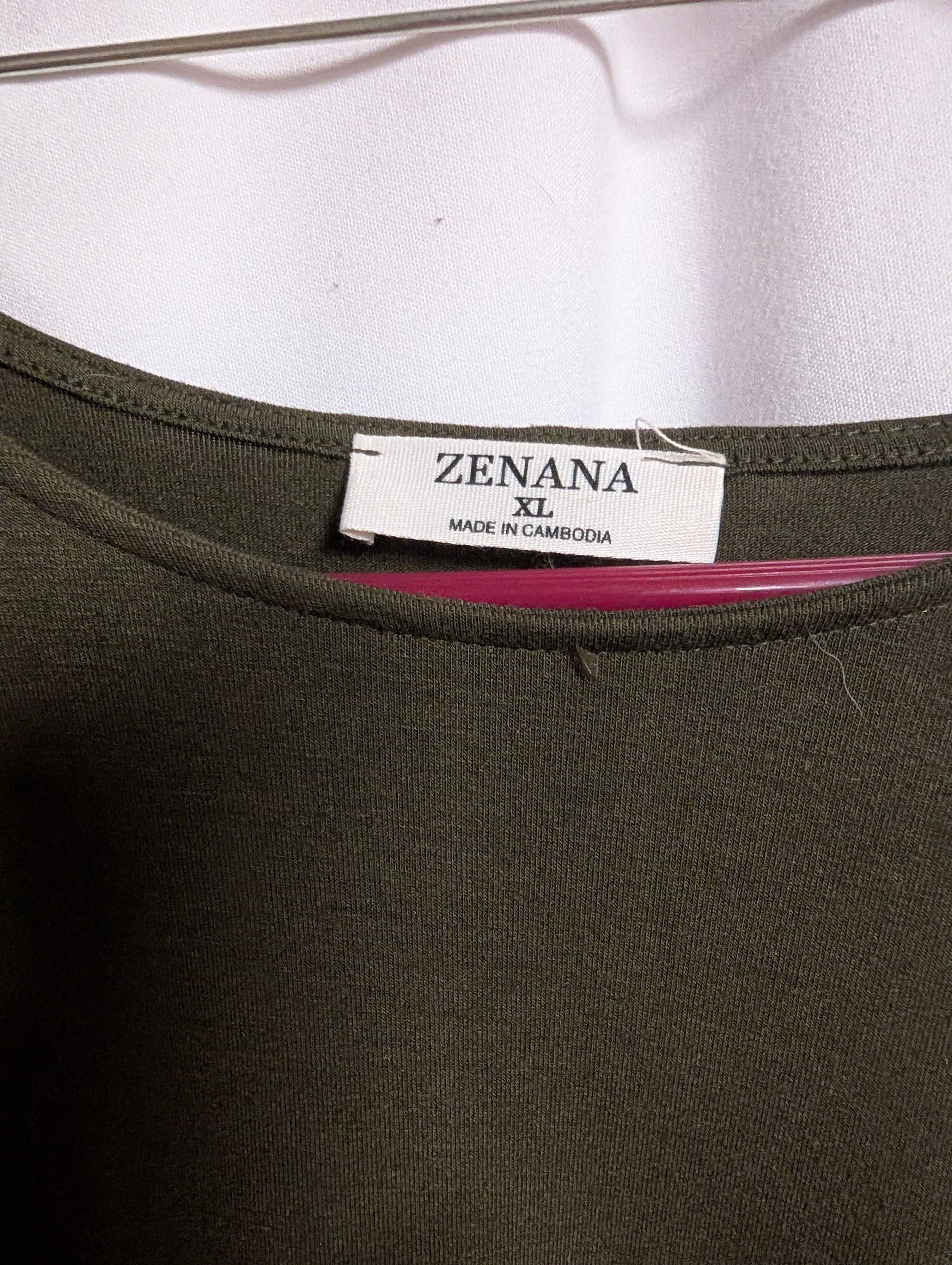 Zenana Long Sleeve Dress XL Green - Thumbnail 2