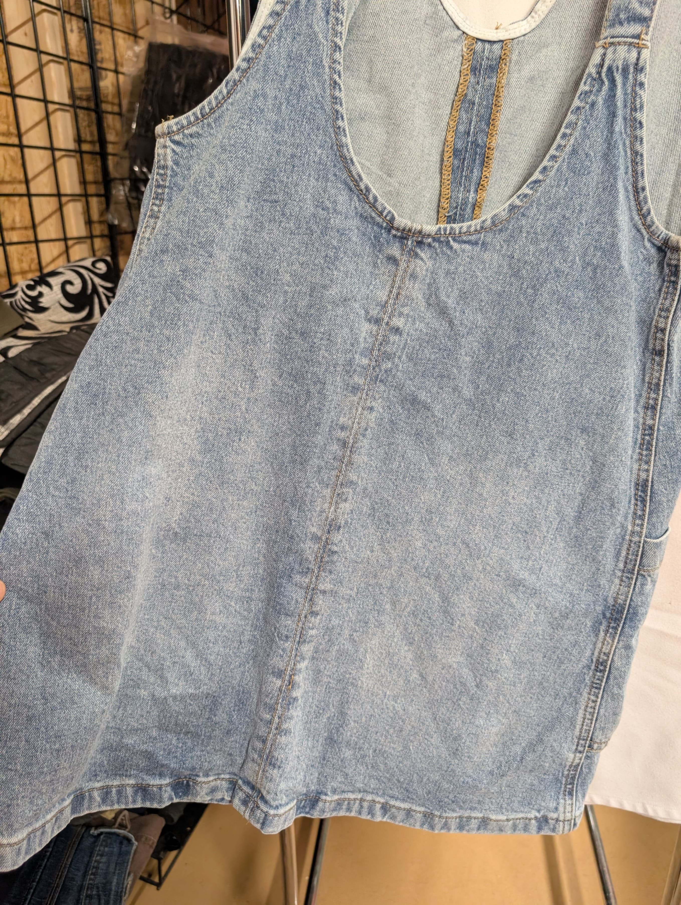 Denim Sleeveless Dress with Pockets - Thumbnail 2