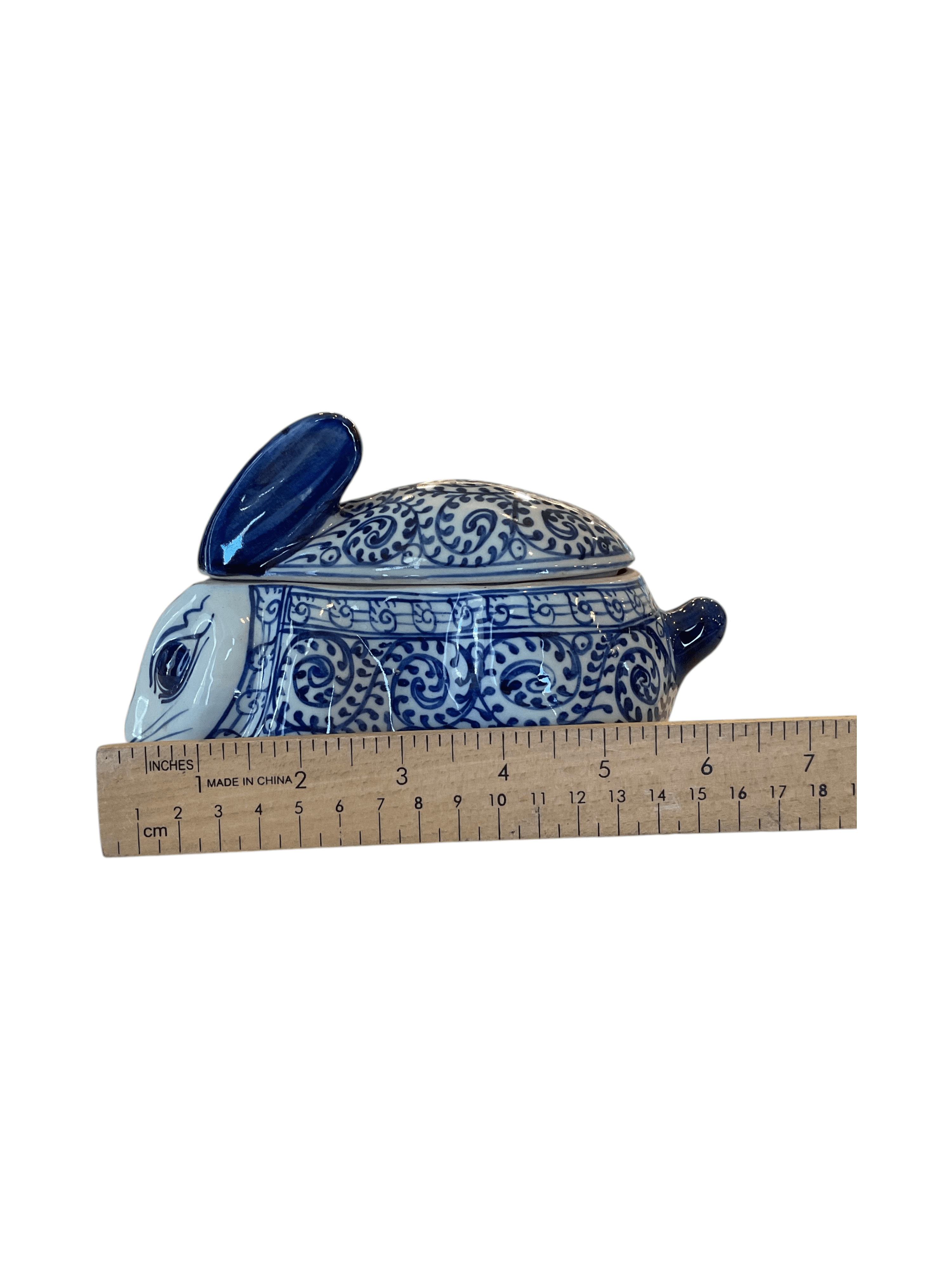 Granny Core Blue and White Ceramic Bunny Tureen - Thumbnail 7