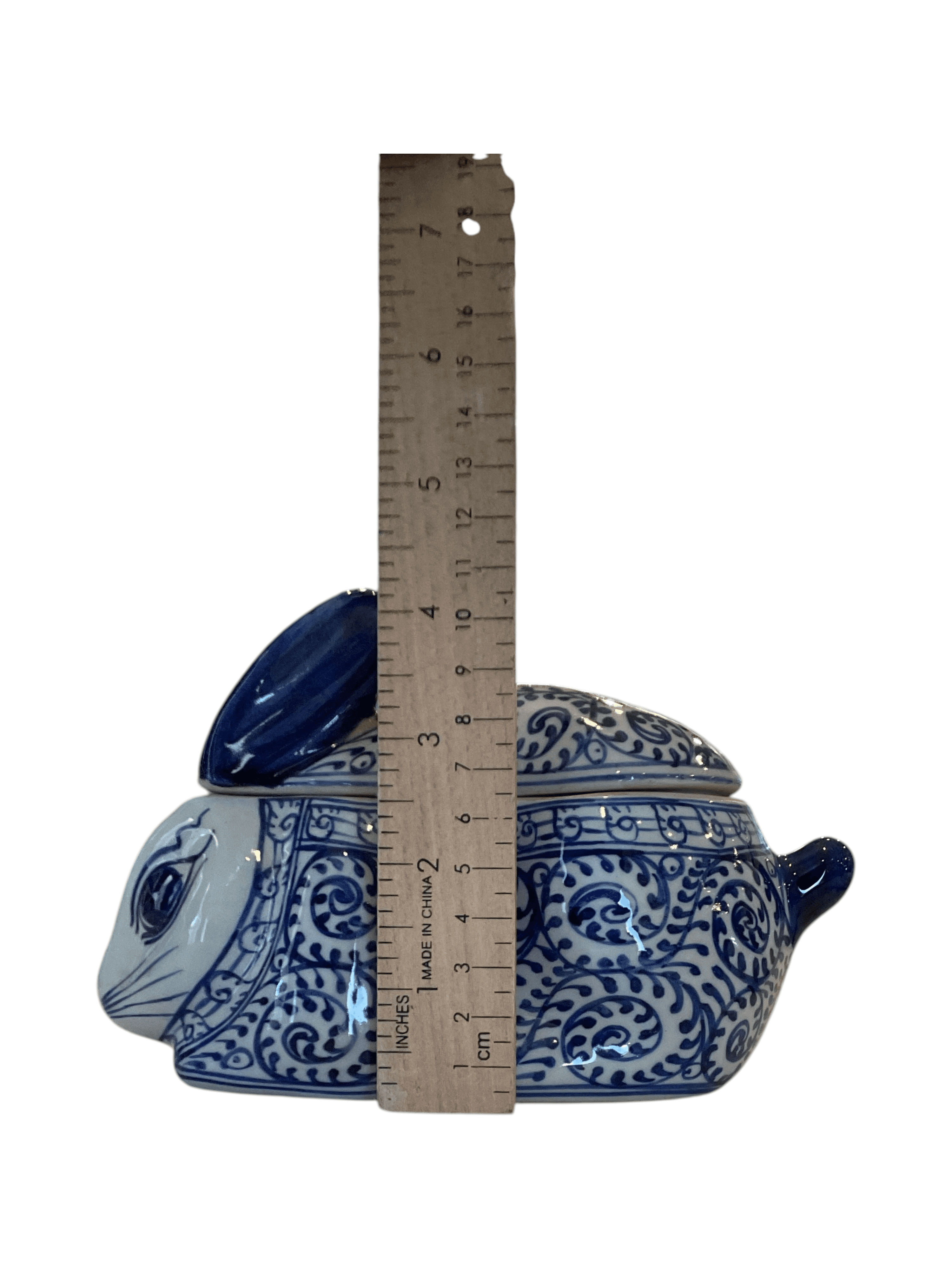 Granny Core Blue and White Ceramic Bunny Tureen - Thumbnail 9