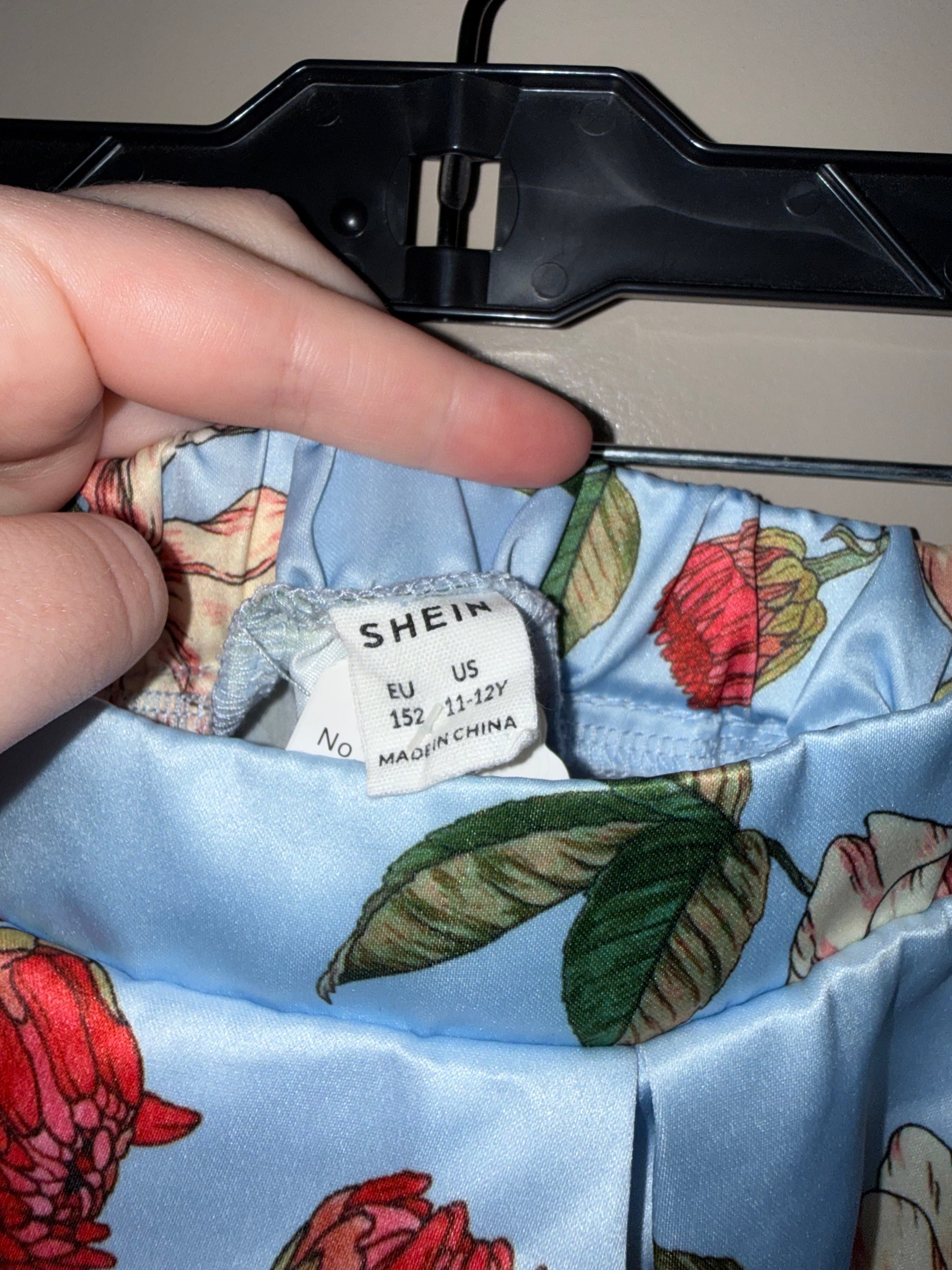 SHEIN Floral A-Line Midi Skirt Blue - Thumbnail 3