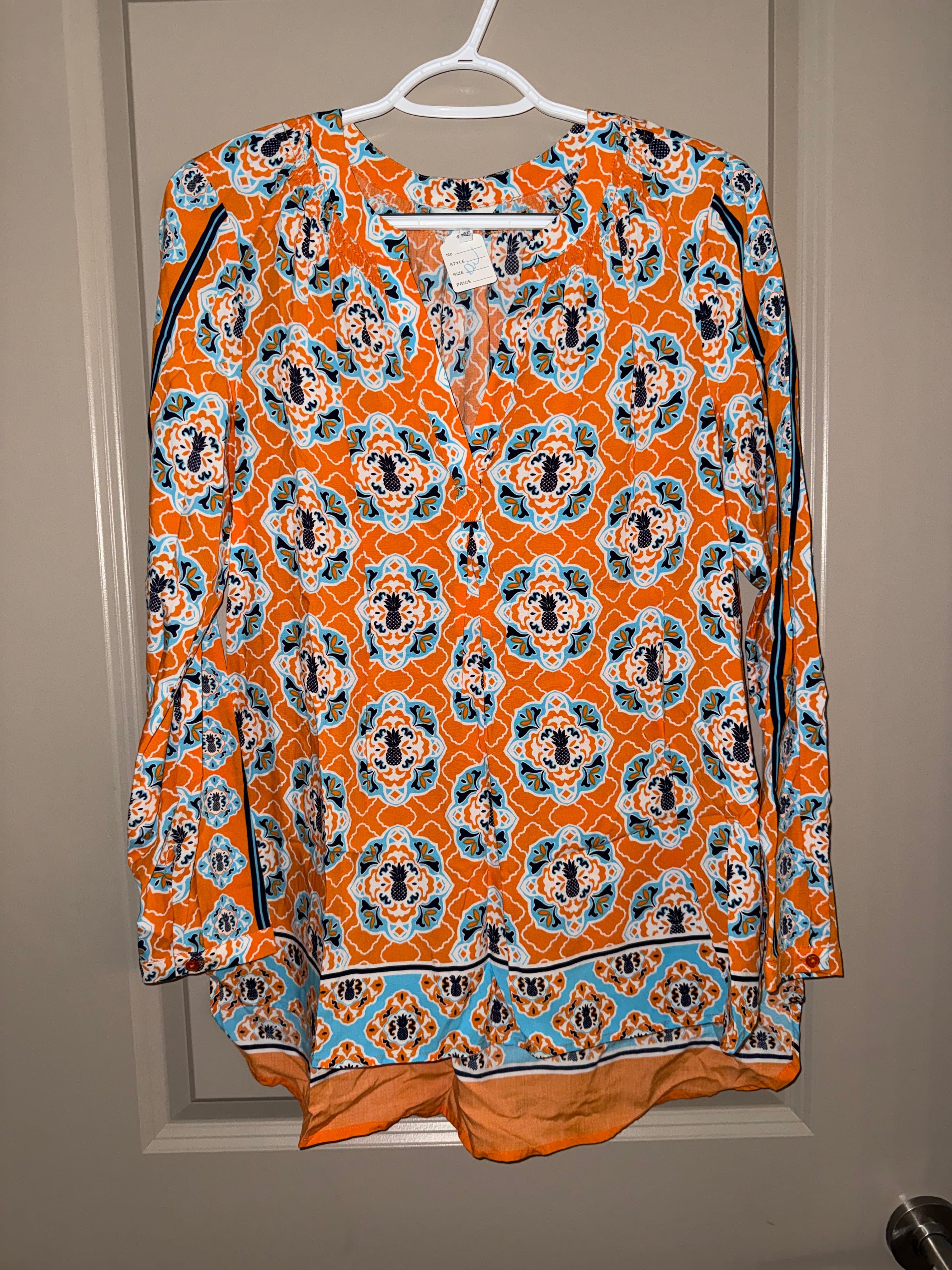 Crown & Ivy Orange Floral Print Blouse Size XS