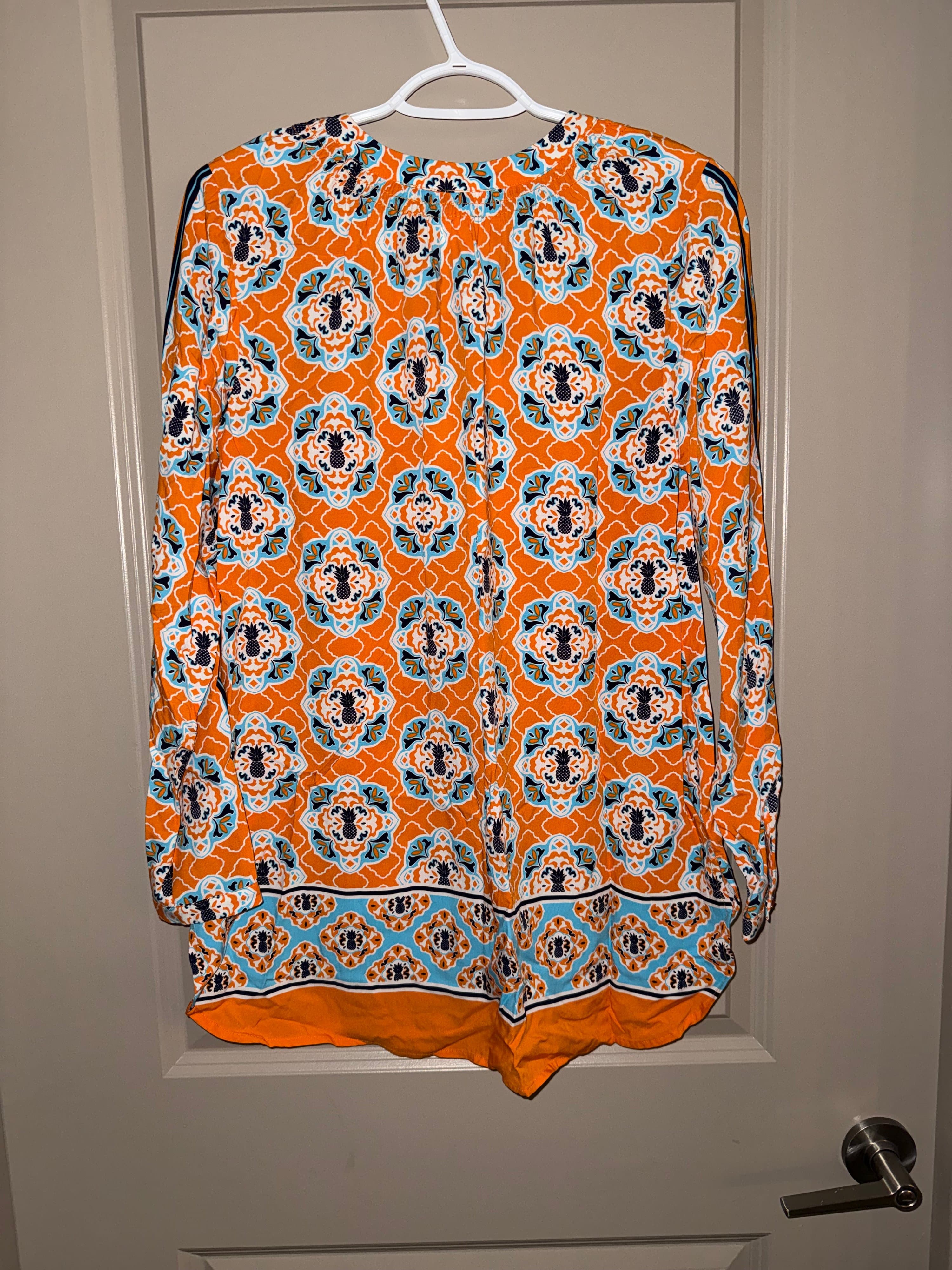 Crown & Ivy Orange Floral Print Blouse Size XS - Thumbnail 2