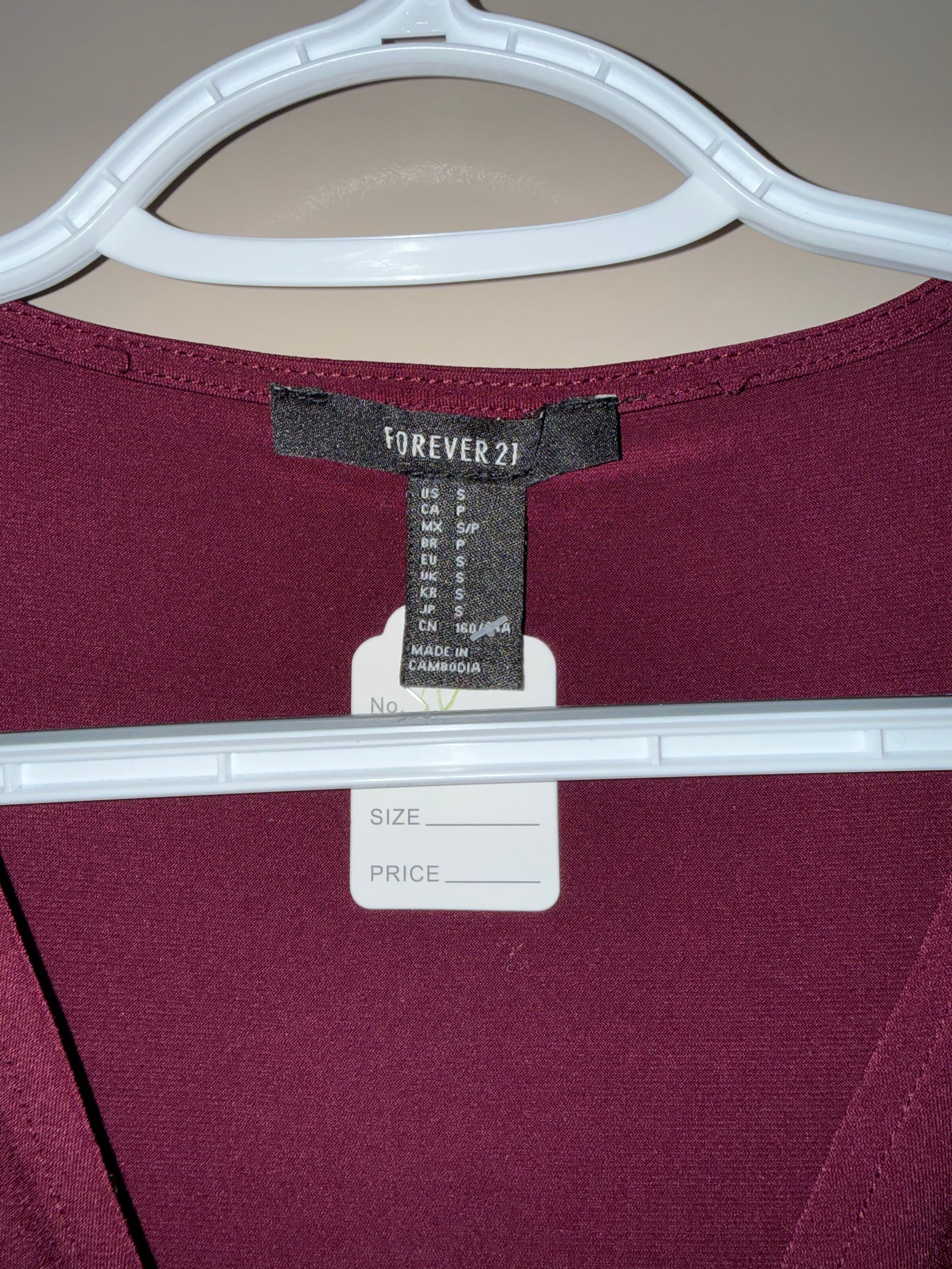 Forever 21 Burgundy Wrap Dress Long Sleeve - Thumbnail 3
