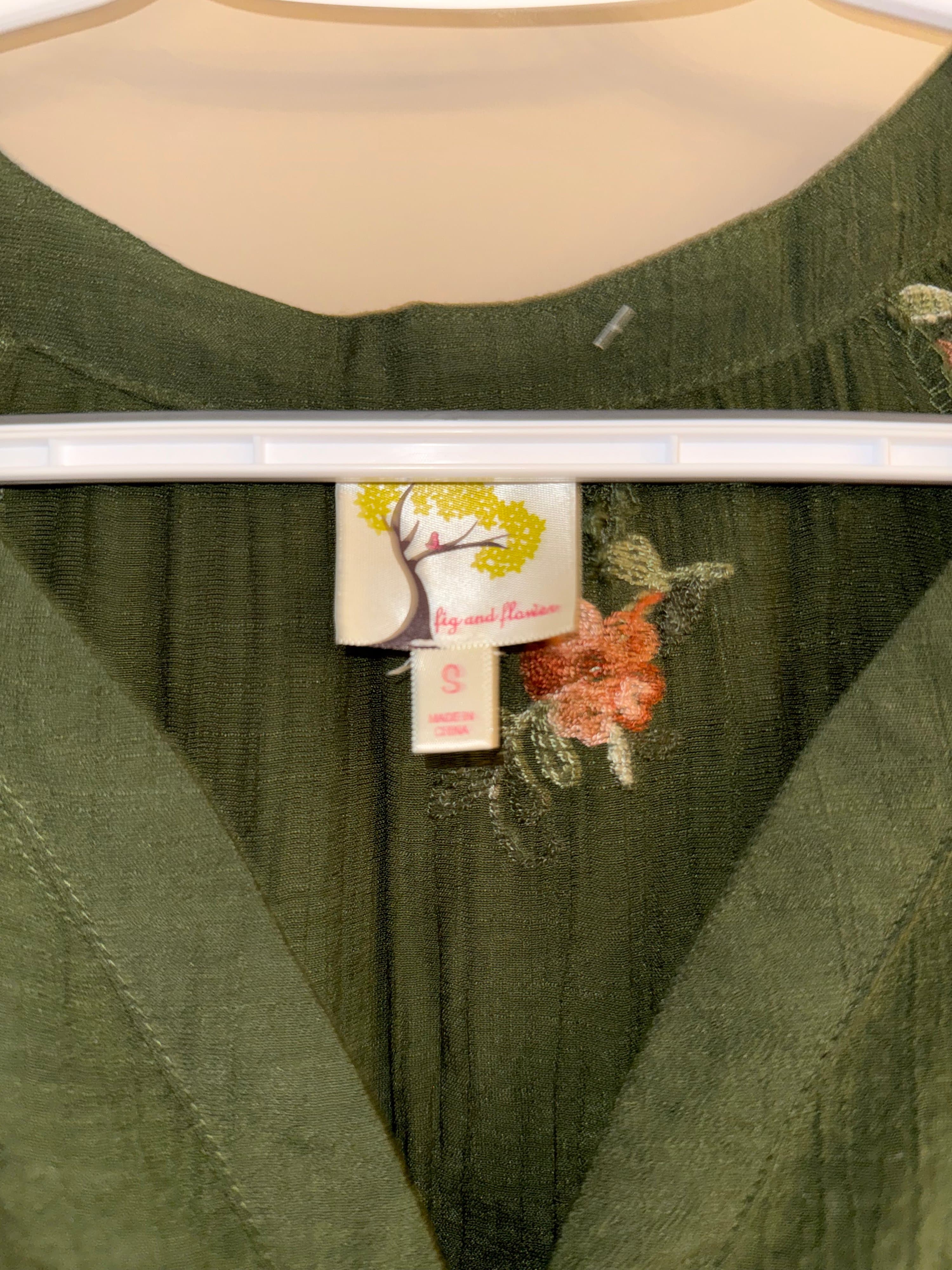 Pig & Flower Green Floral Embroidered blouse Size s - Thumbnail 3