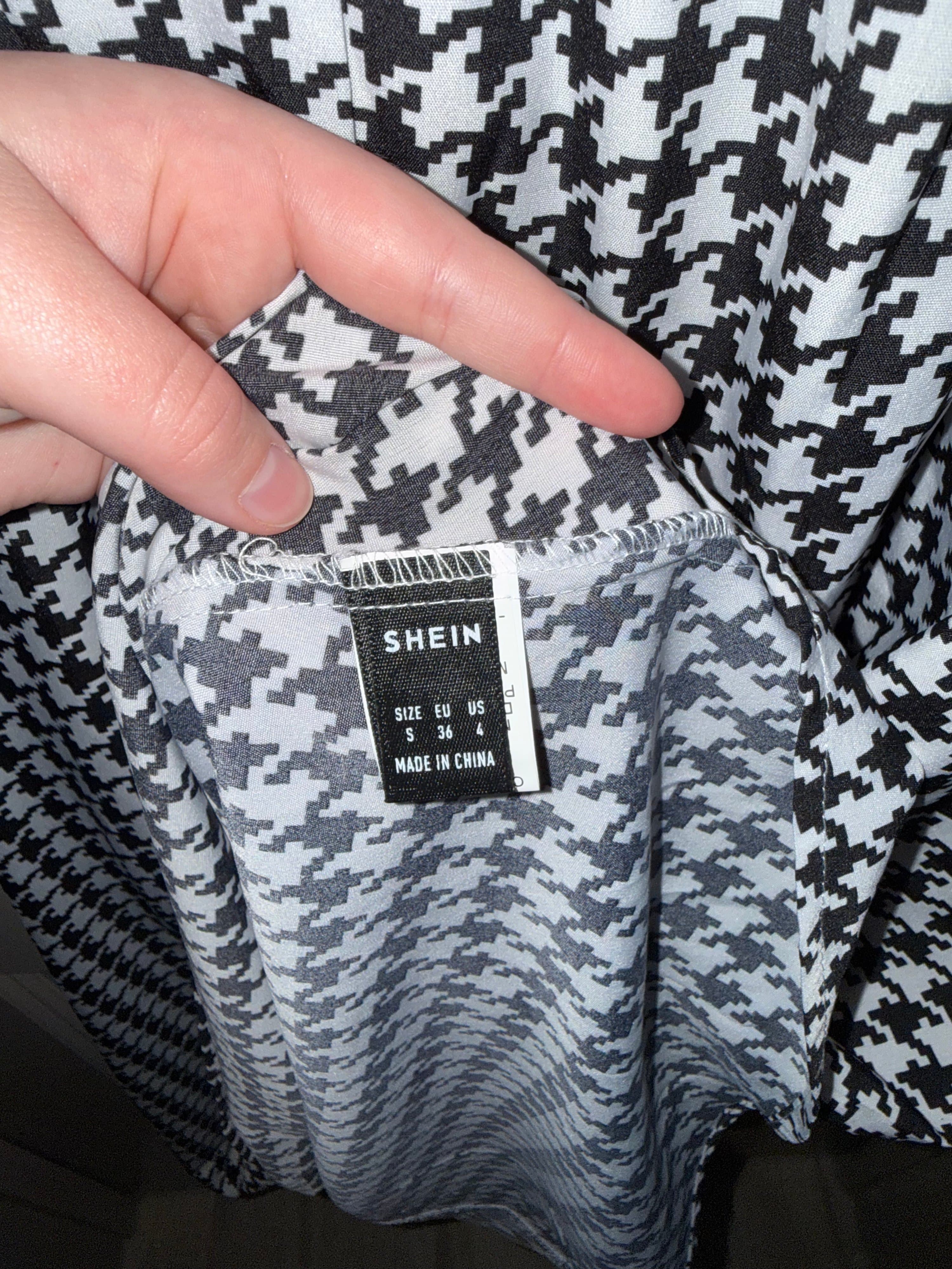 SHEIN Houndstooth Long Sleeve Maxi Dress Size S - Thumbnail 3