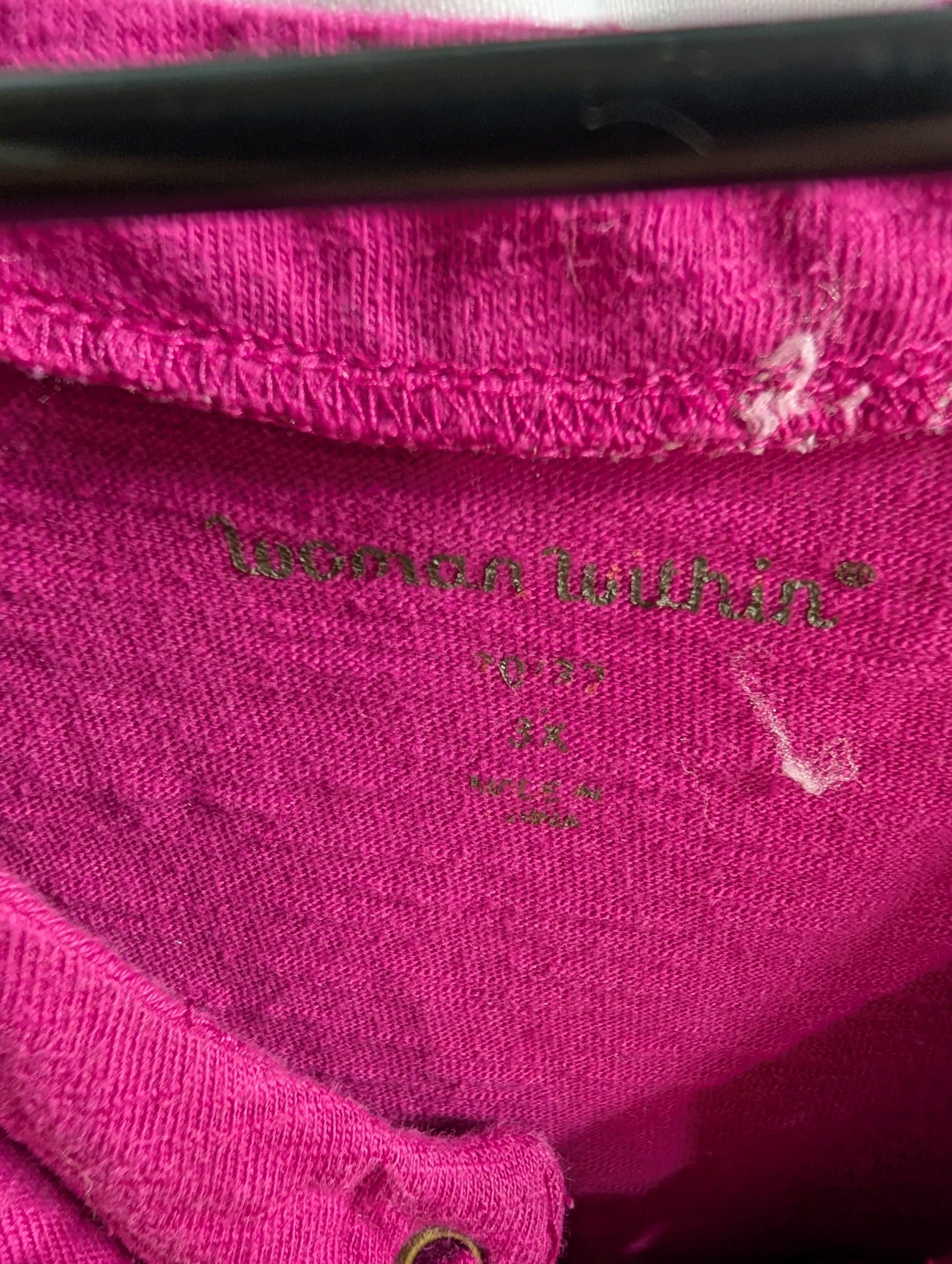 Woman Within 3X Pink Lace-Up Top - Thumbnail 2
