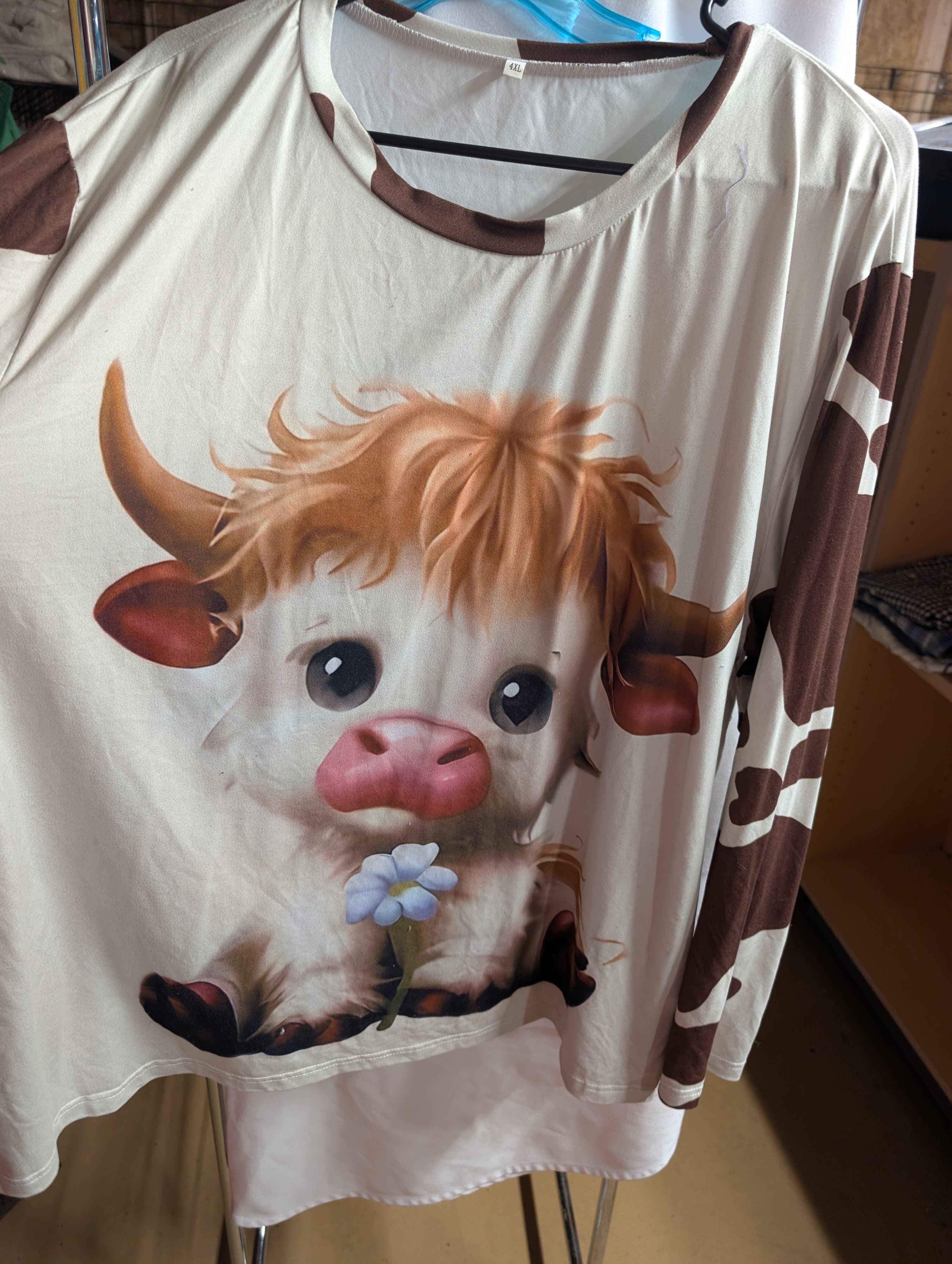 4XL Cute Cow Print T-Shirt - Thumbnail 3