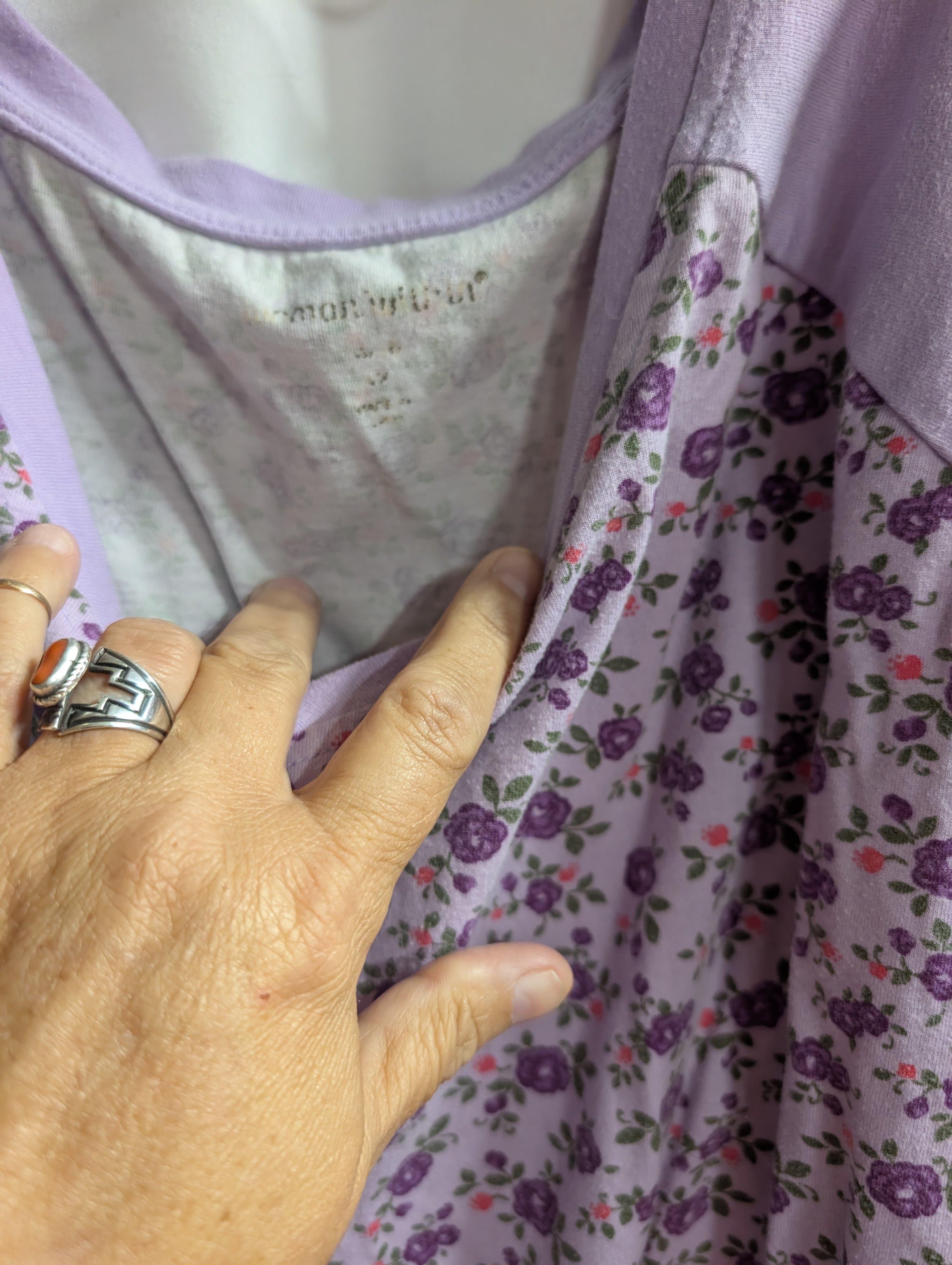Maurices Purple Floral Short Sleeve Top - Thumbnail 2