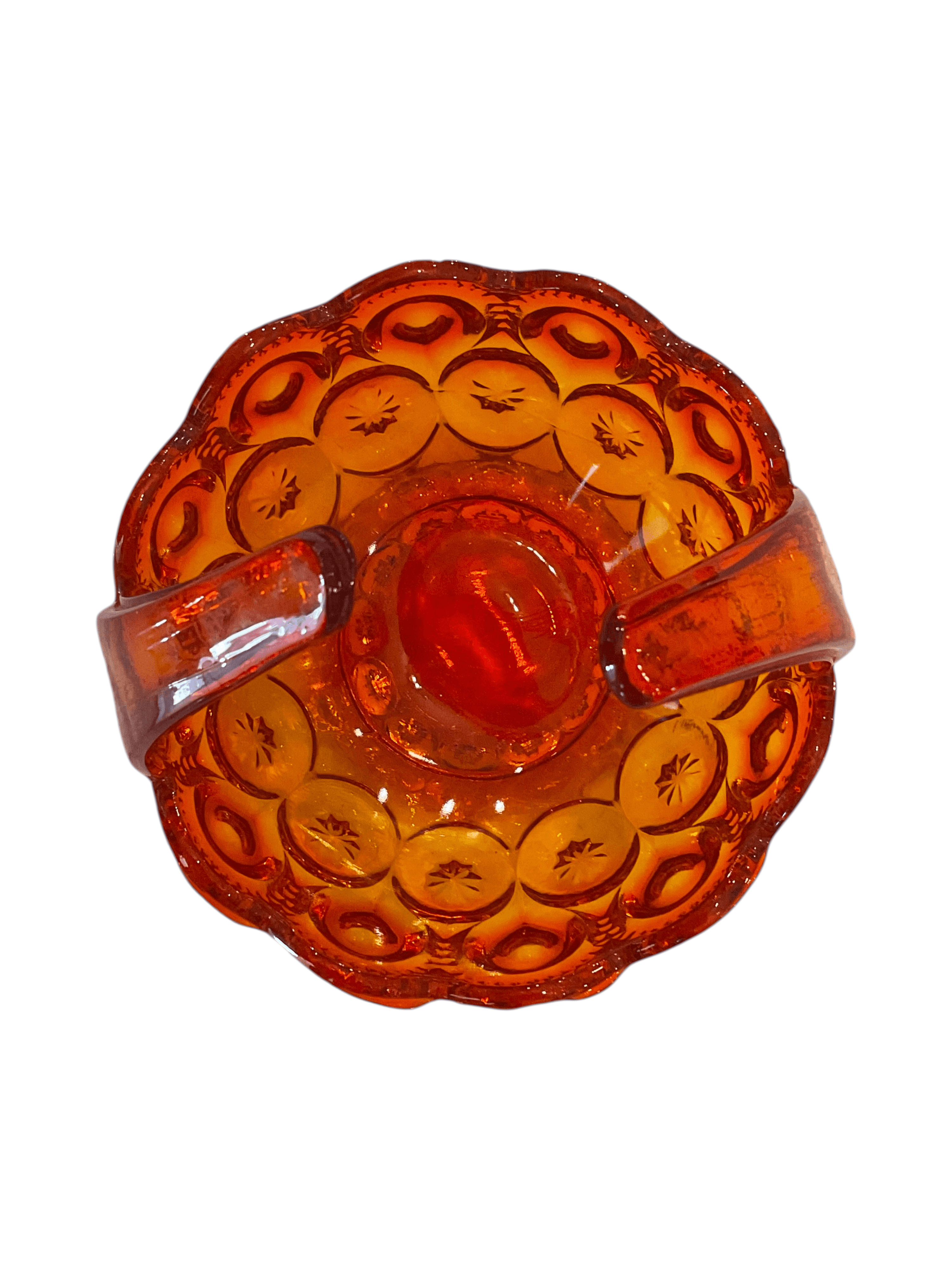 Vintage Amberina Glass Basket with Scalloped Edge - Thumbnail 4